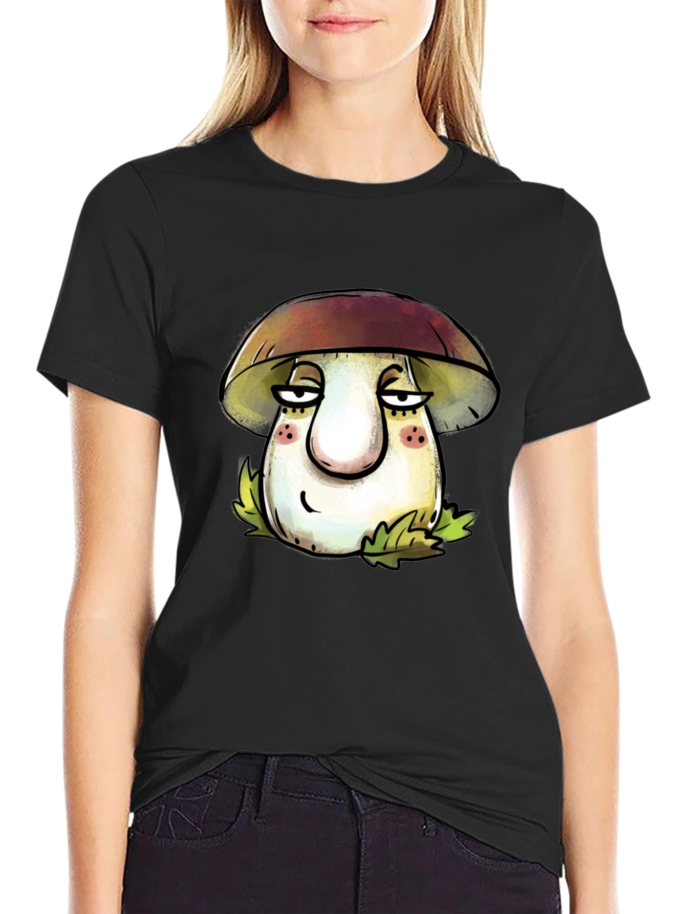 Mushroom Cartoon T-Shirt - Unisex Black Tee