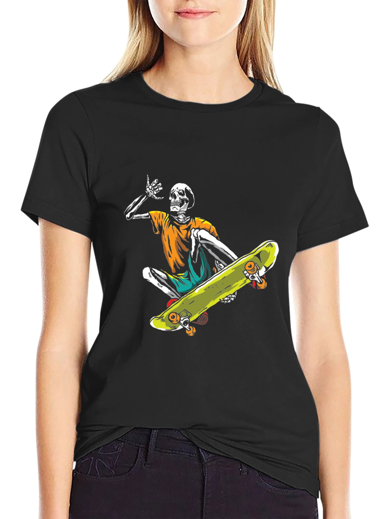 Skeleton Skateboarder Graphic Tee - Cool Casual Style