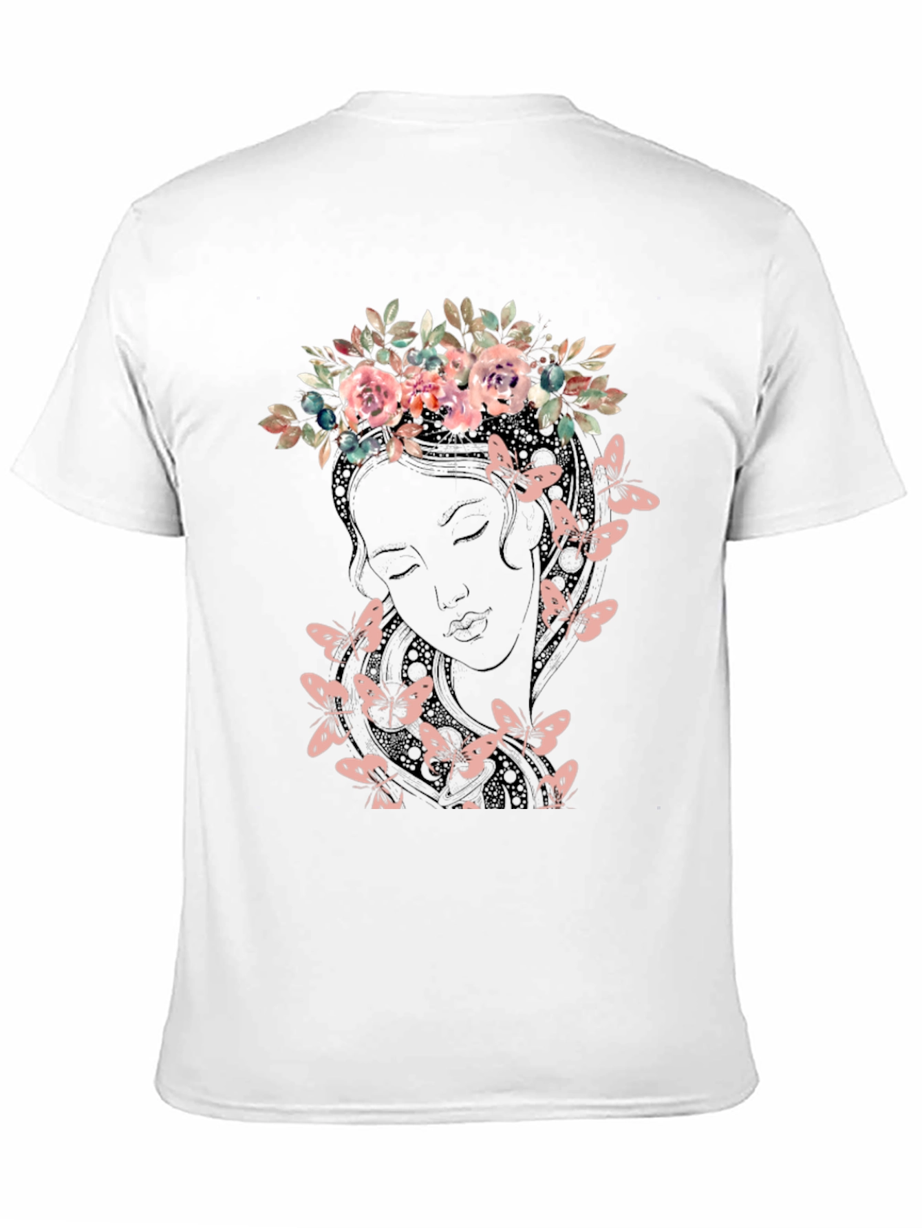 Floral Crown Butterfly Graphic Tee - Black