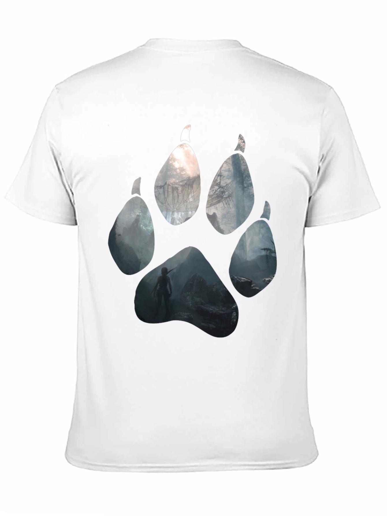 Wolf Paw Print Graphic Black T-Shirt