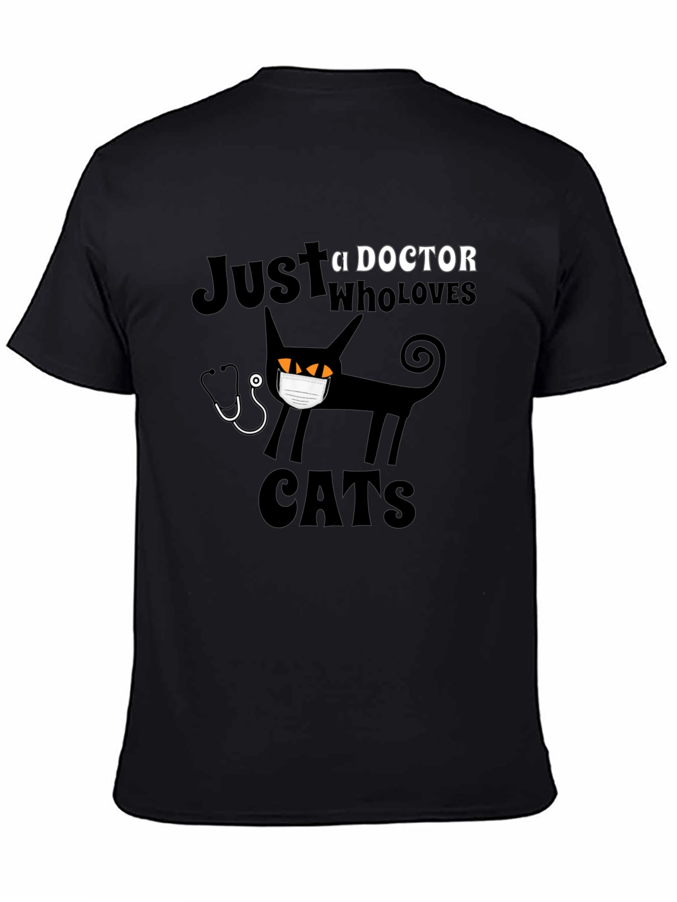 Doctor Who Loves Cats Black T-Shirt