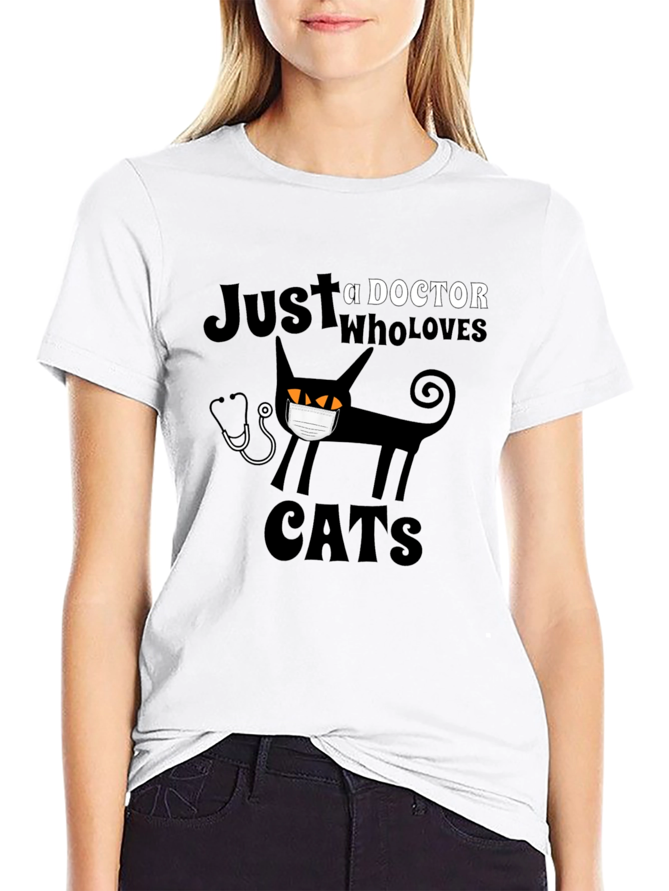 Doctor Who Loves Cats Black T-Shirt