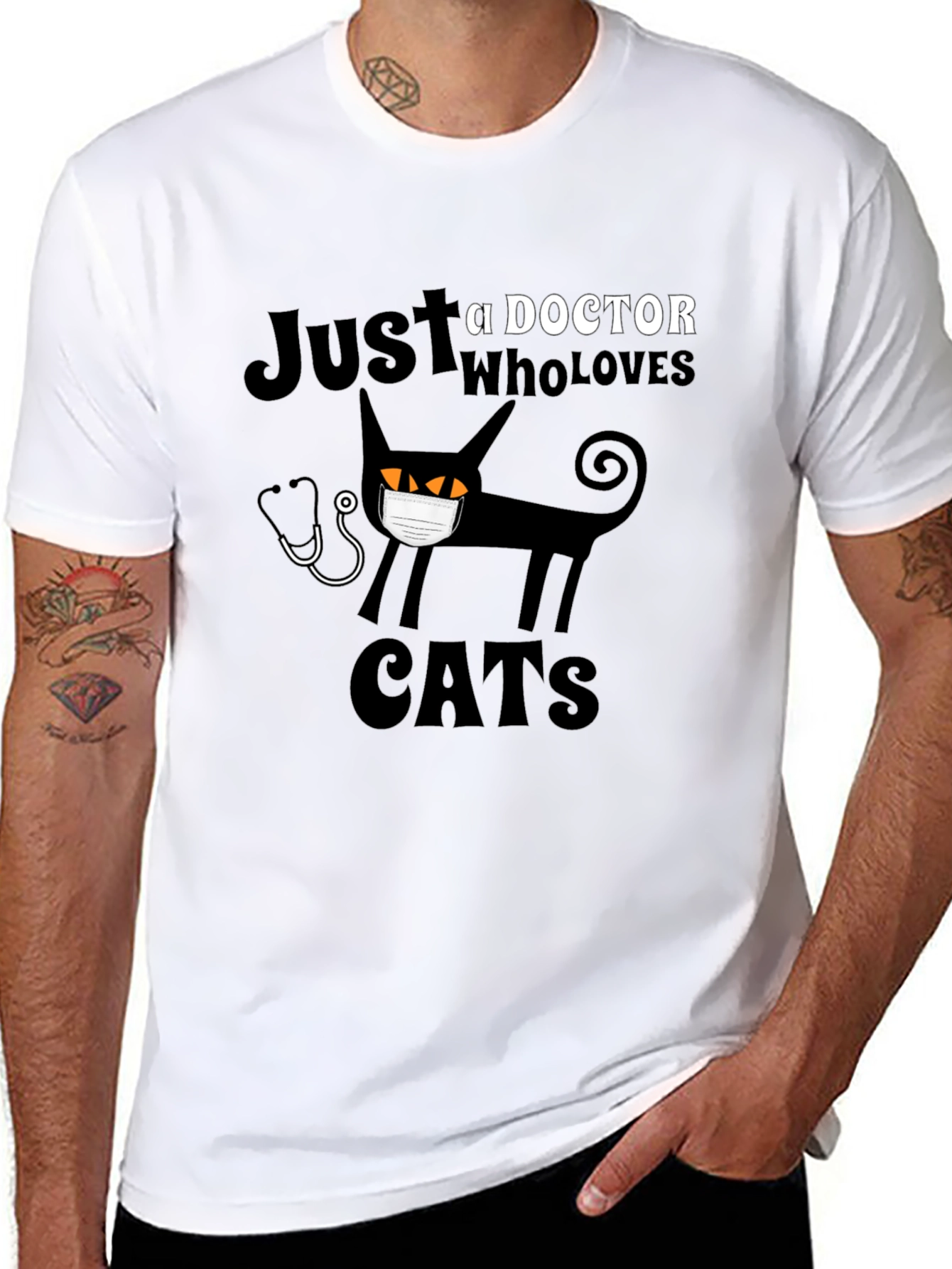 Doctor Who Loves Cats Black T-Shirt