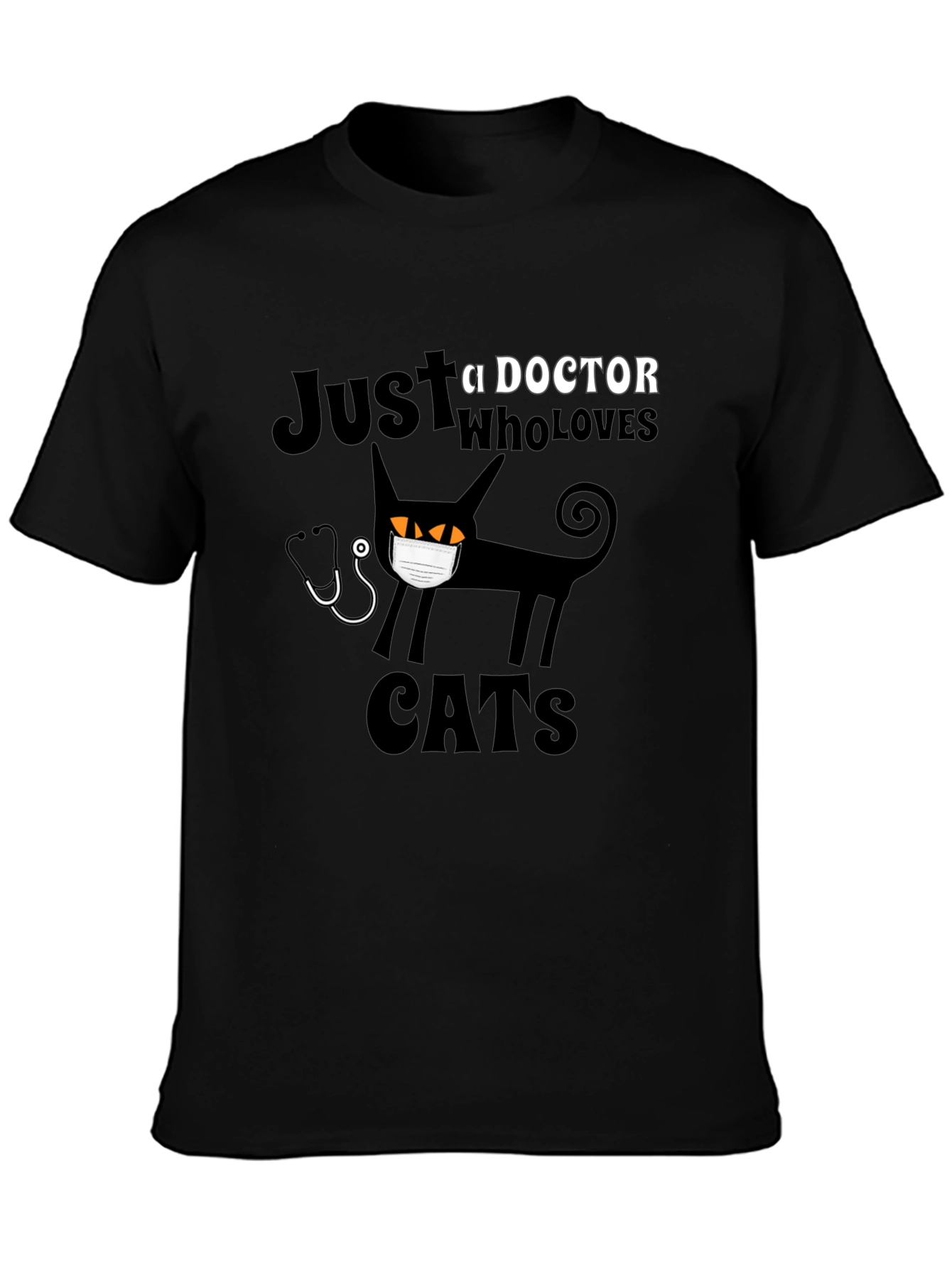 Doctor Who Loves Cats Black T-Shirt