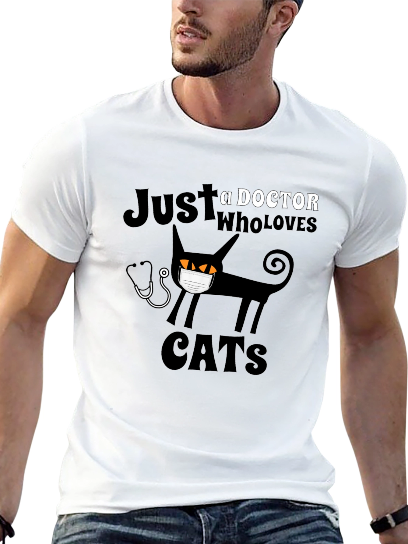 Doctor Who Loves Cats Black T-Shirt