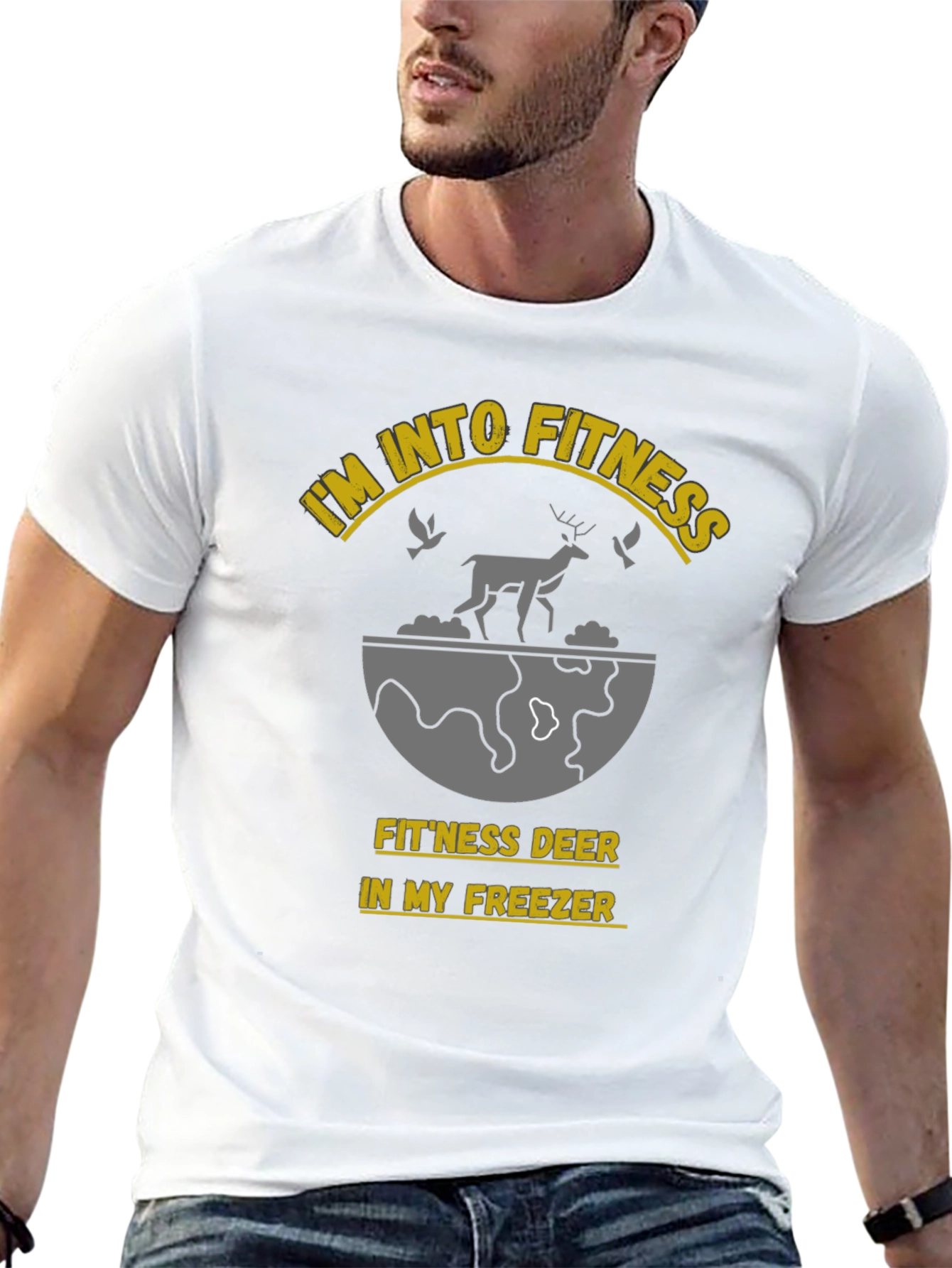 Fitness Deer Black Graphic Tee