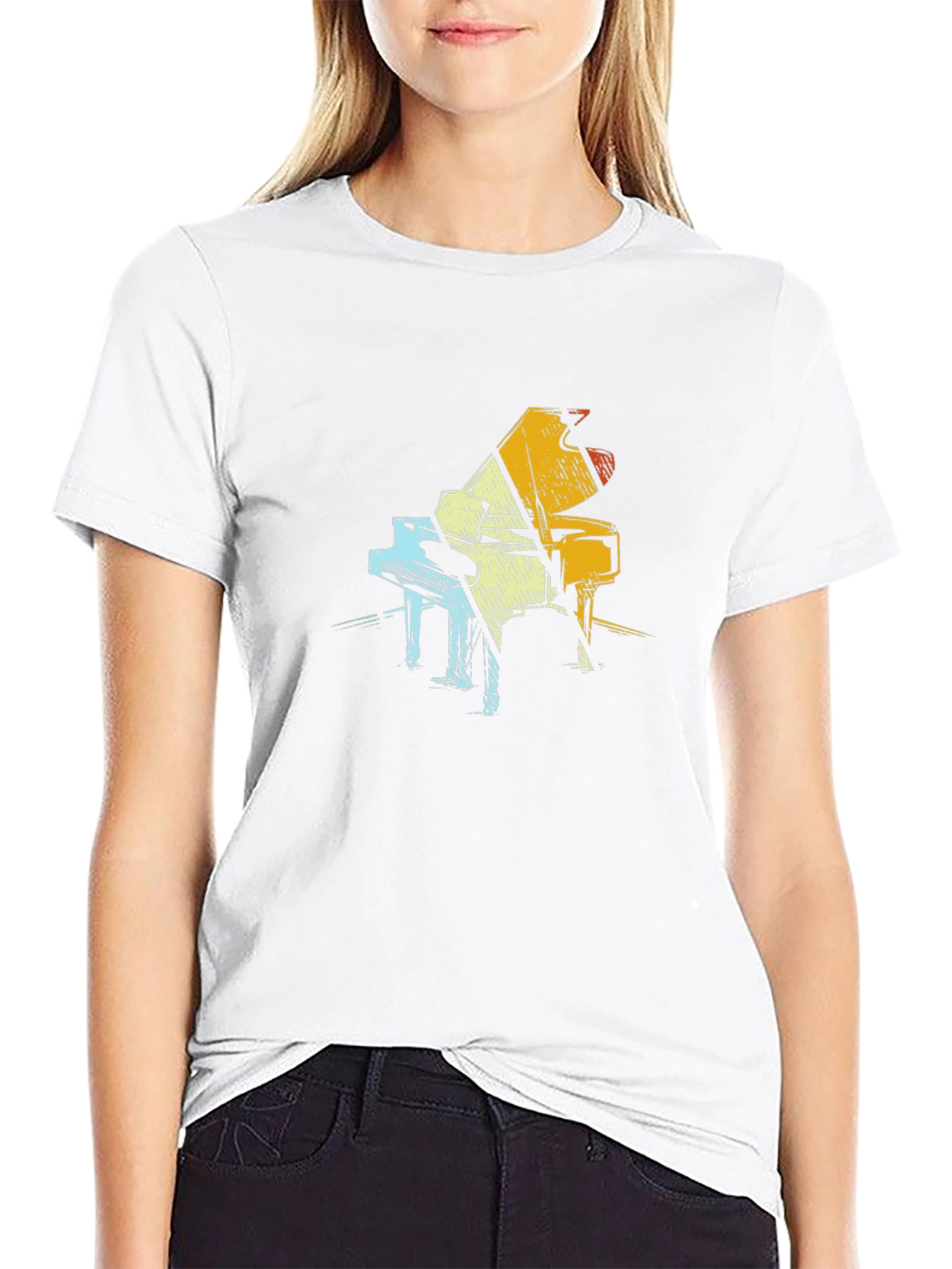 Retro Piano Graphic T-Shirt - Unisex