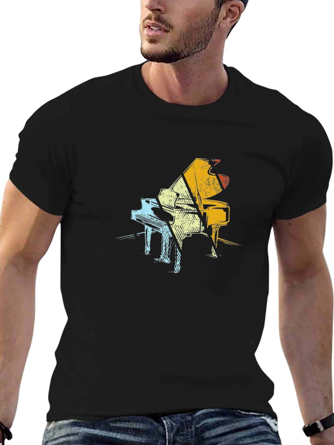 Retro Piano Graphic T-Shirt - Unisex