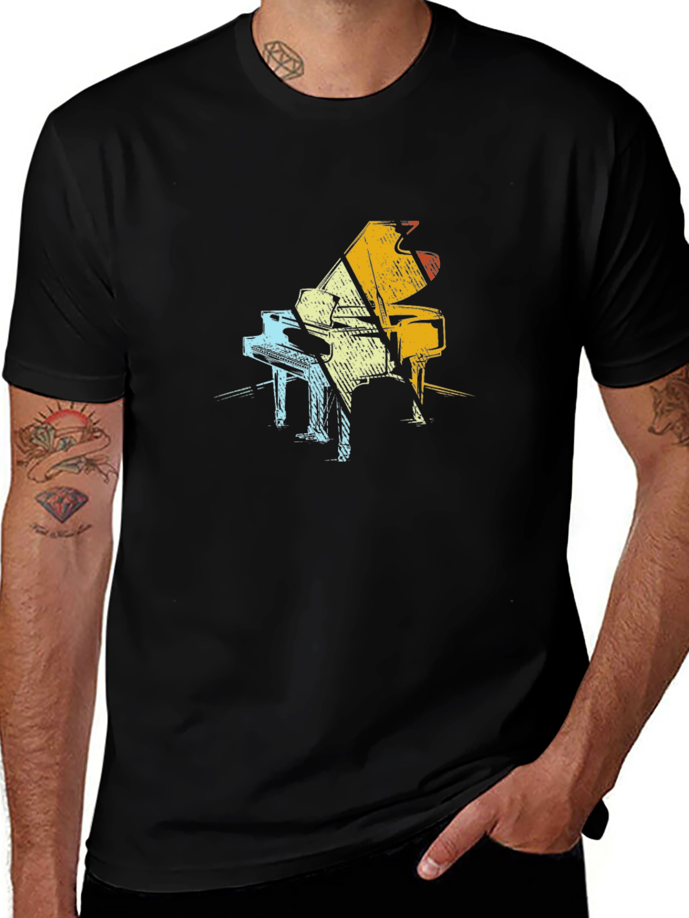 Retro Piano Graphic T-Shirt - Unisex