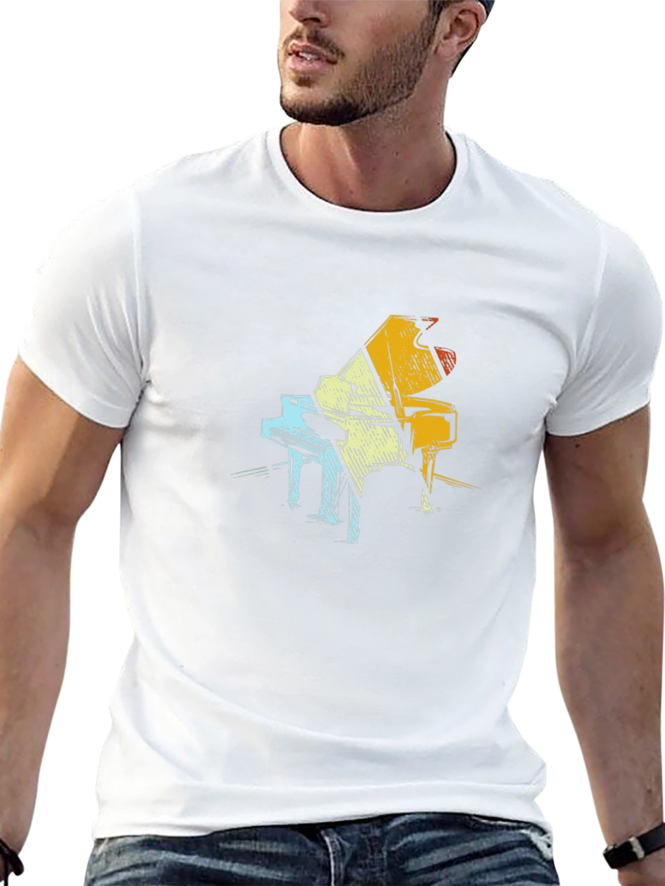 Retro Piano Graphic T-Shirt - Unisex