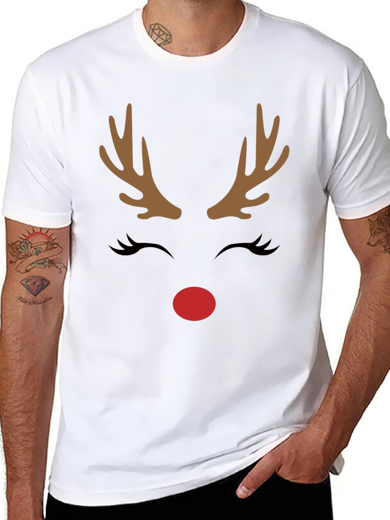 Festive Reindeer Graphic Tee - Holiday Cheer
