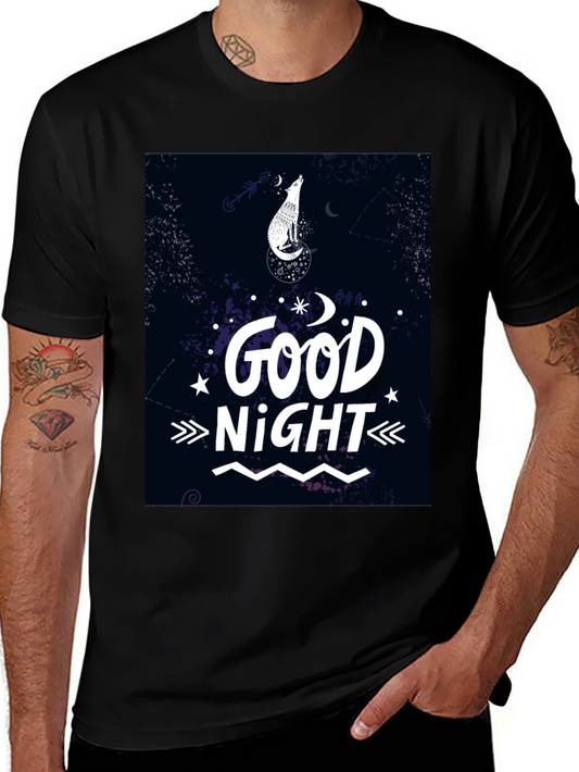 Good Night Wolf Graphic T-Shirt - Black