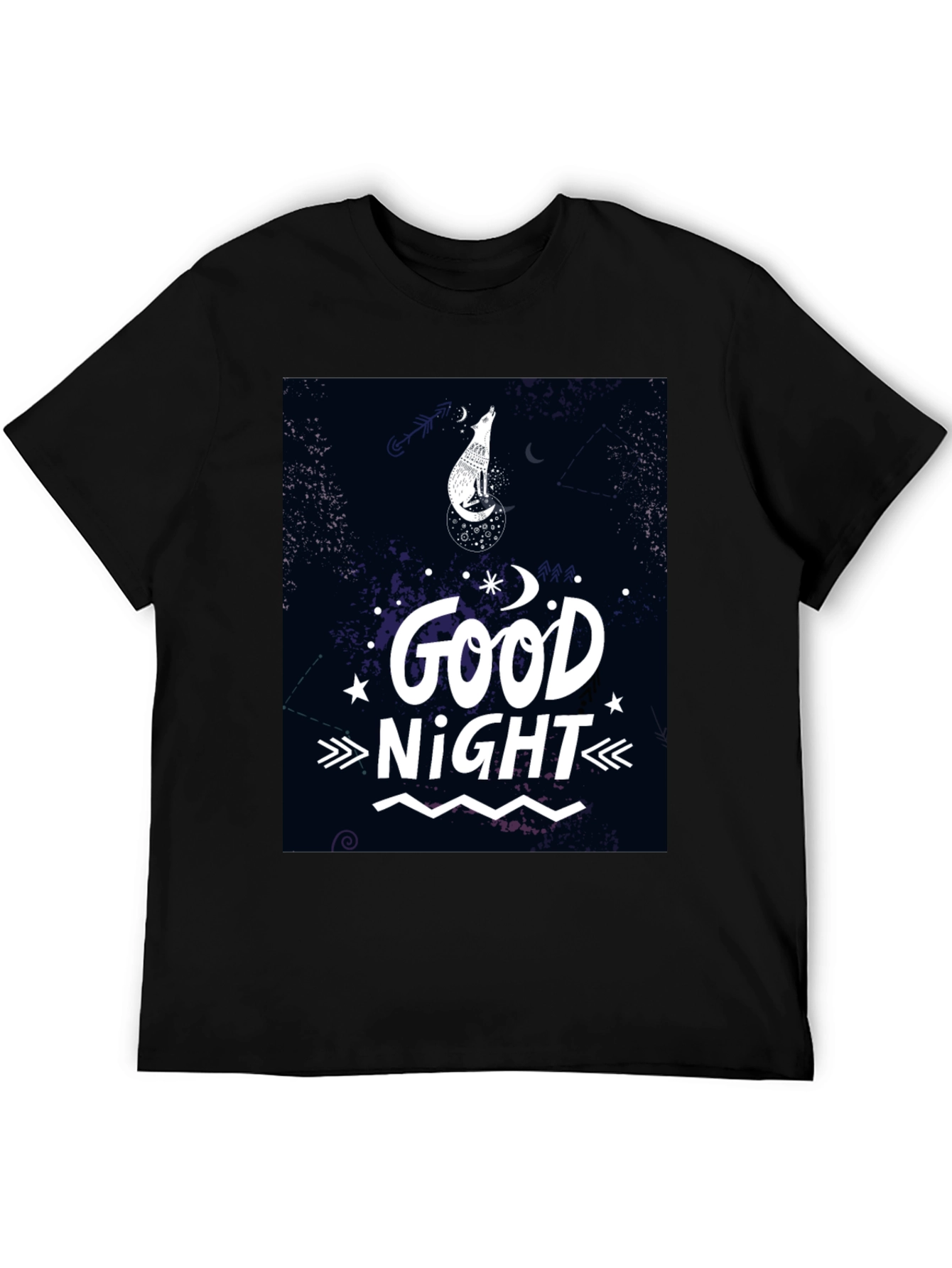 Good Night Wolf Graphic T-Shirt - Black
