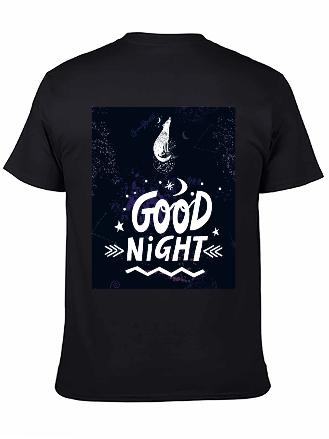 Good Night Wolf Graphic T-Shirt - Black