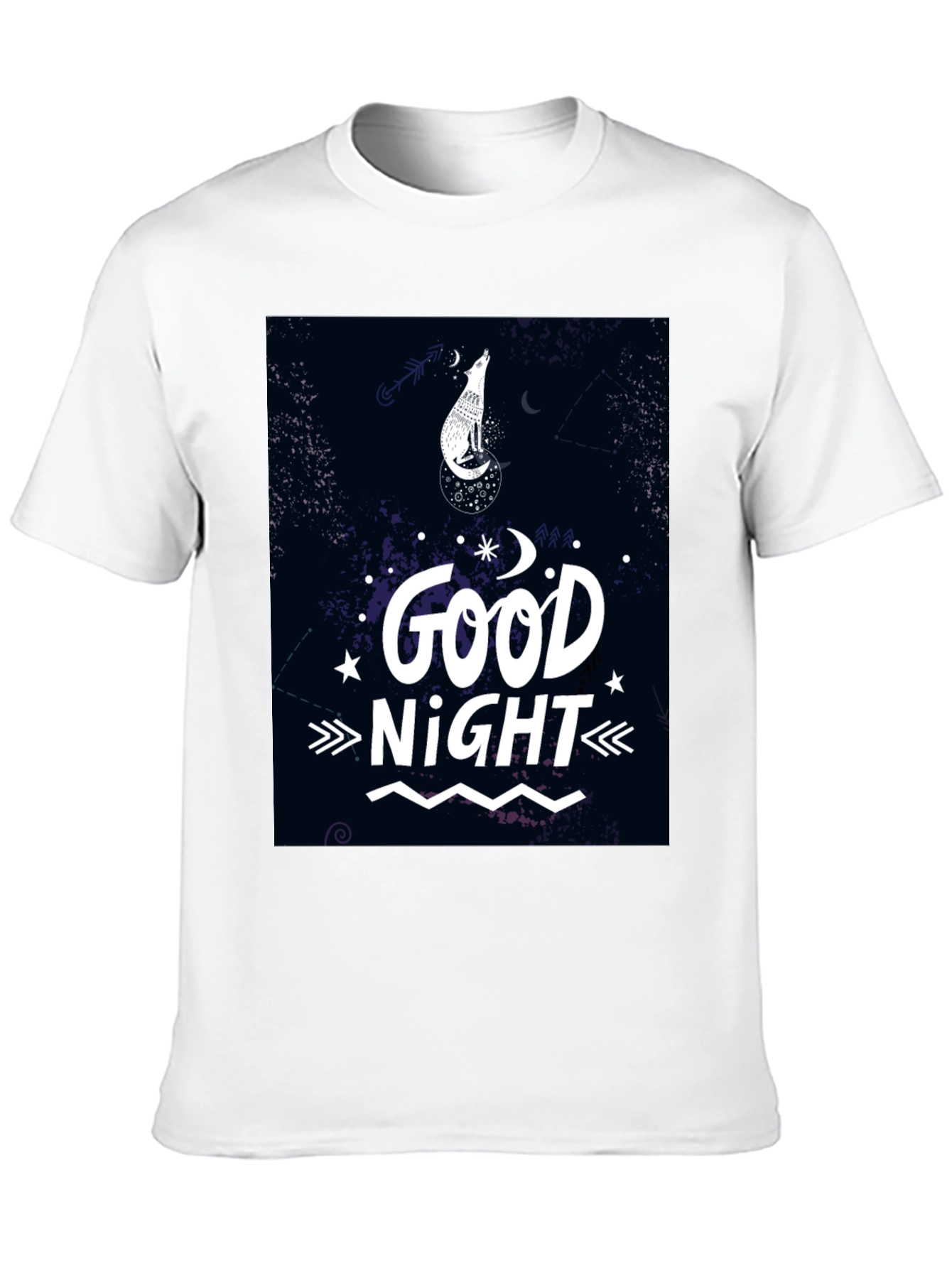 Good Night Wolf Graphic T-Shirt - Black