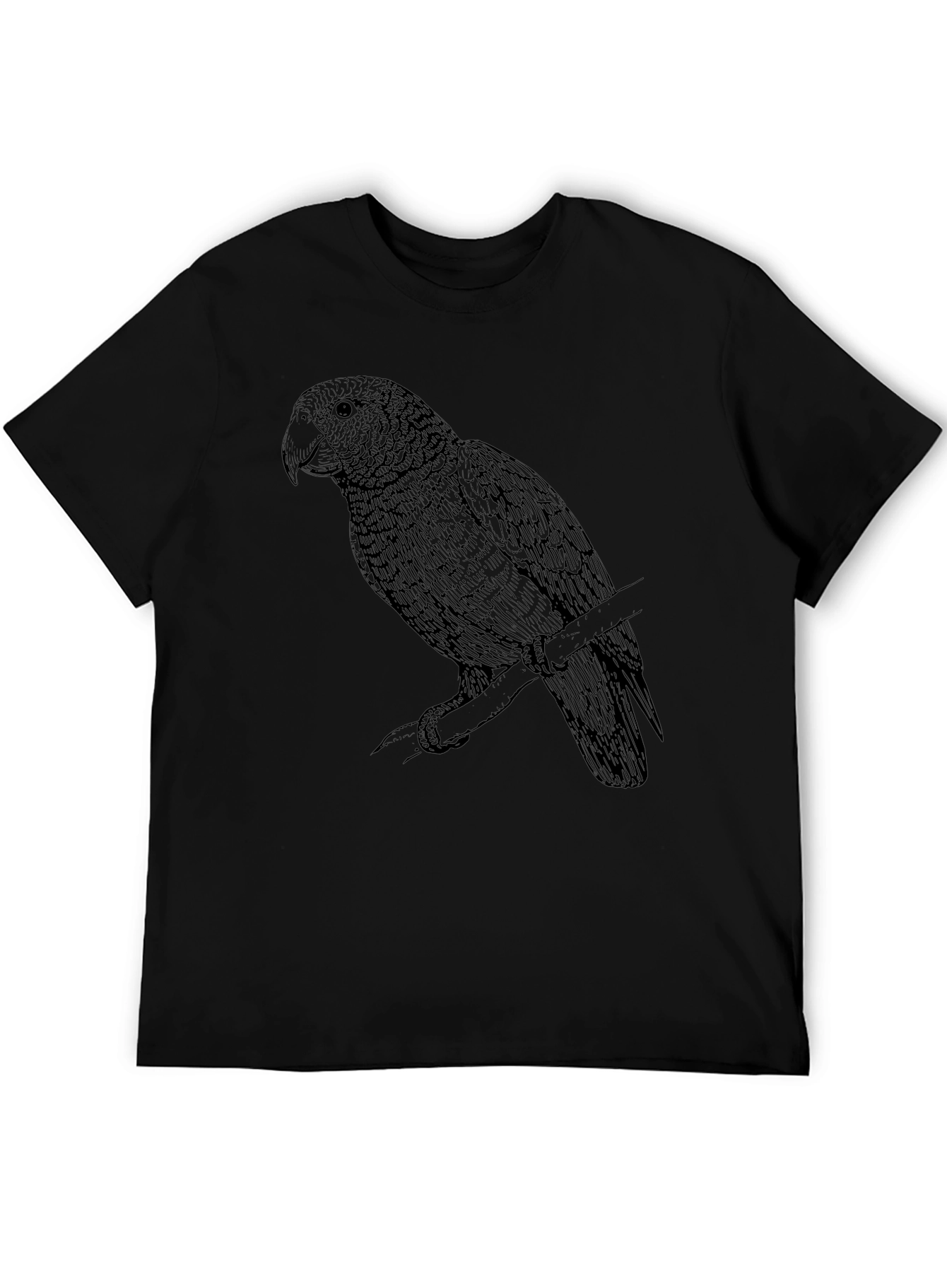 Black T-Shirt with Parrot Graphic Tee