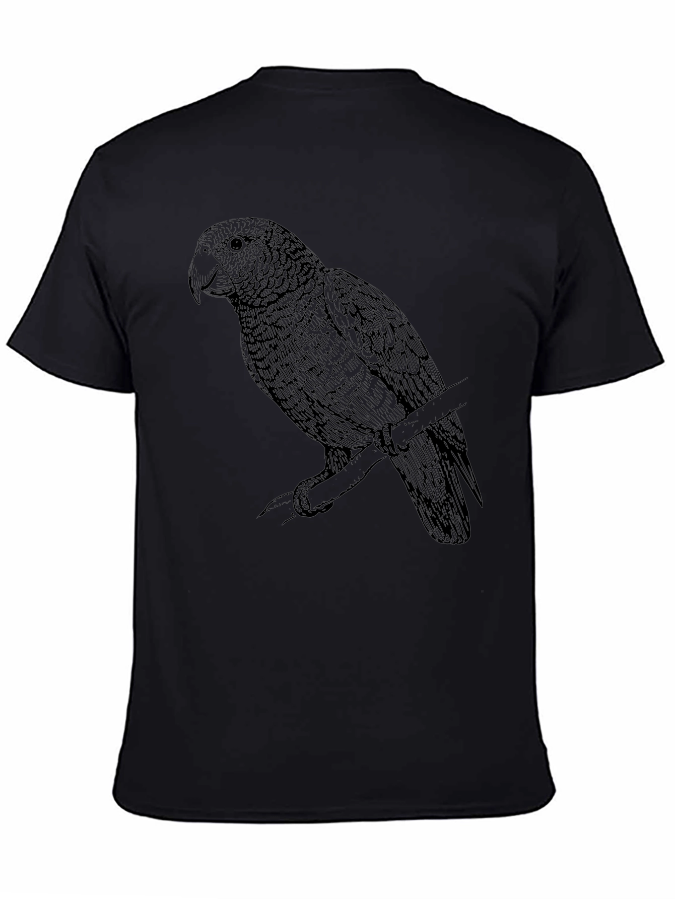 Black T-Shirt with Parrot Graphic Tee