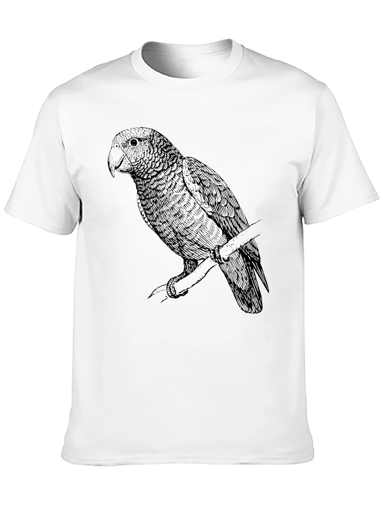 Black T-Shirt with Parrot Graphic Tee