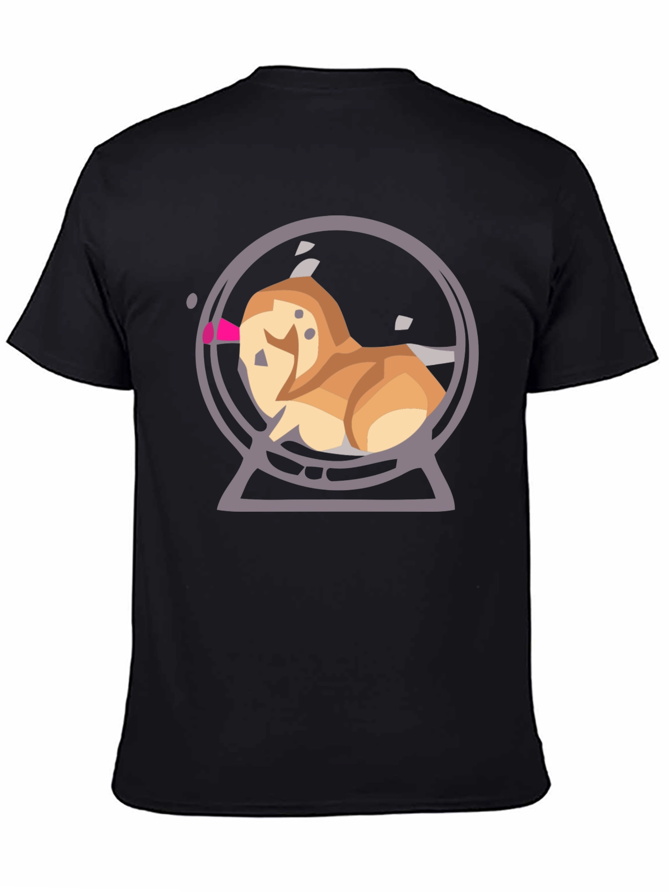 Cartoon Dog Snow Globe Graphic Tee - Black
