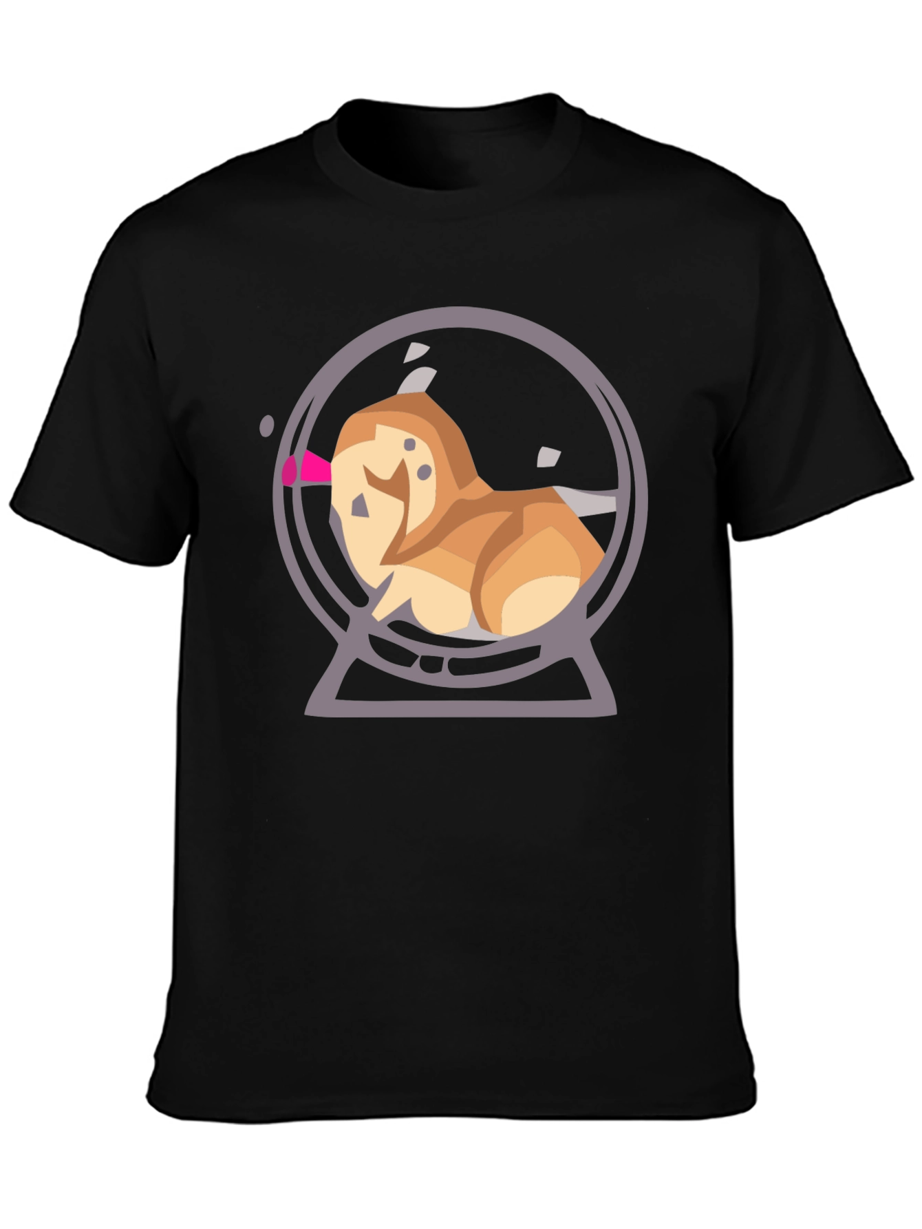 Cartoon Dog Snow Globe Graphic Tee - Black