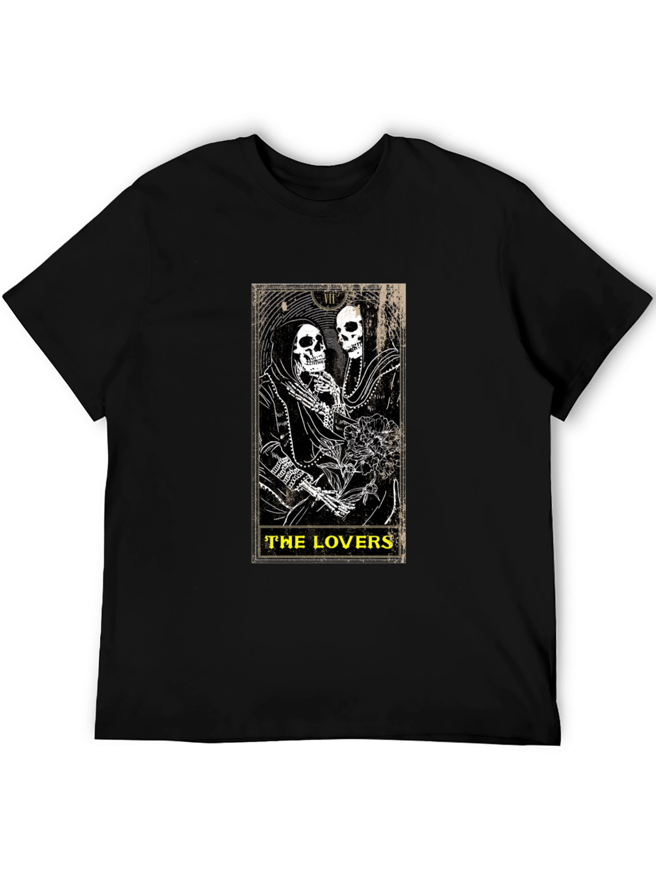 The Lovers Tarot Card Graphic T-Shirt - Black