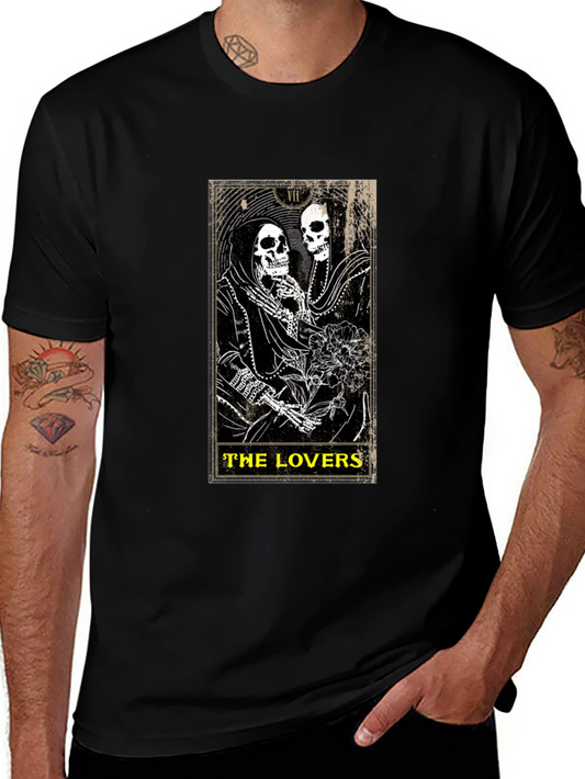The Lovers Tarot Card Graphic T-Shirt - Black