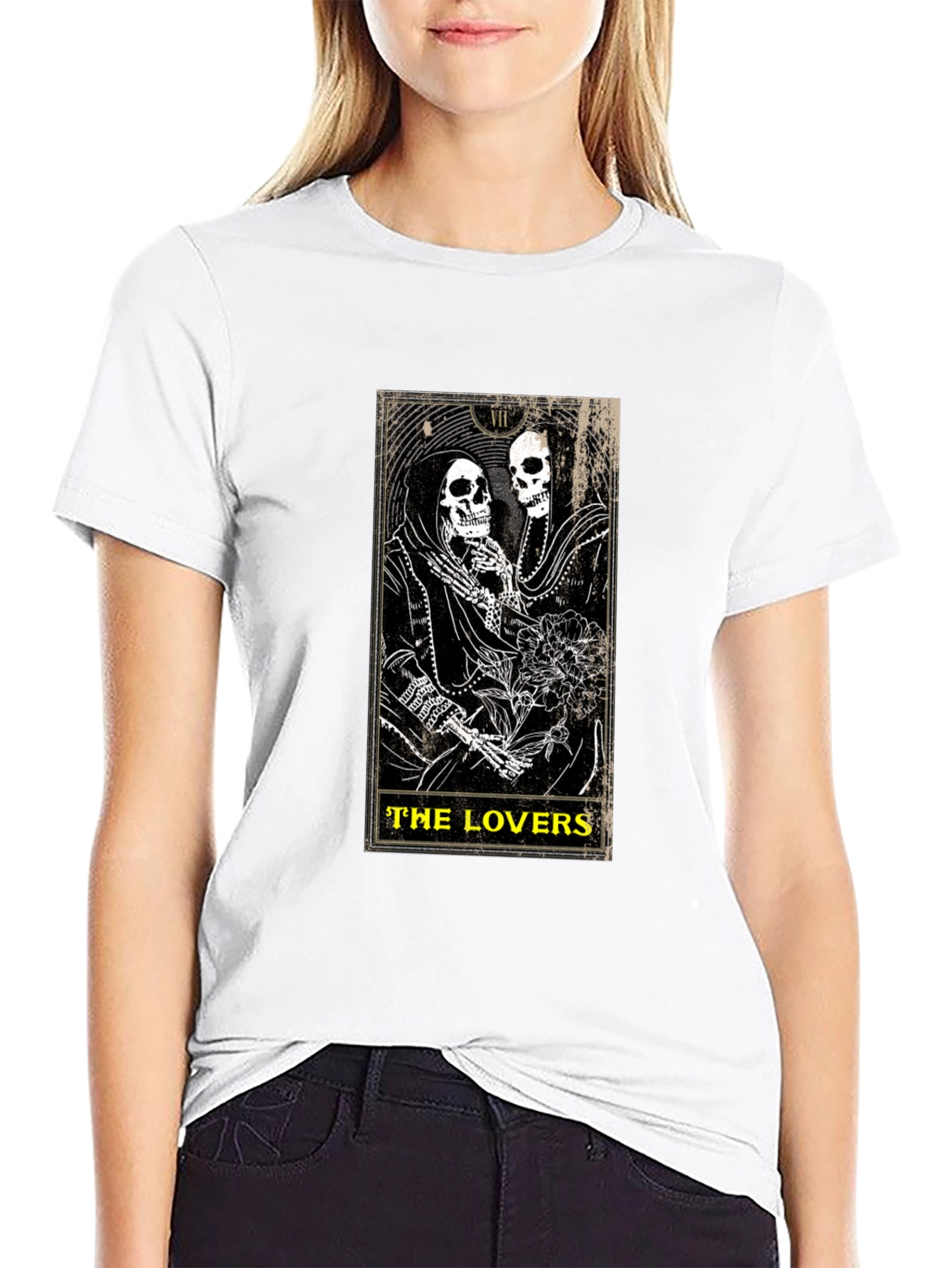 The Lovers Tarot Card Graphic T-Shirt - Black