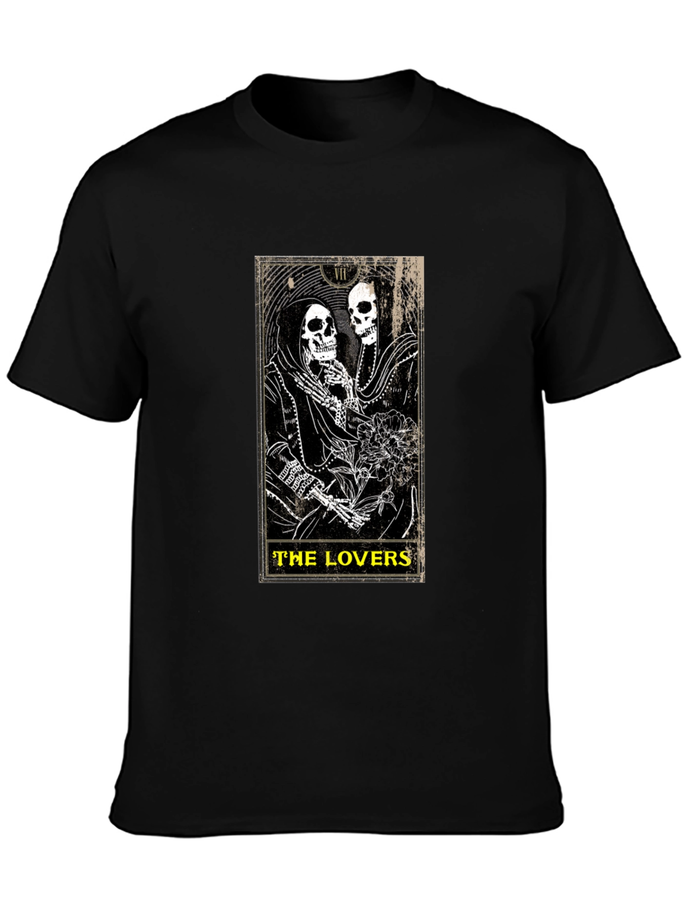 The Lovers Tarot Card Graphic T-Shirt - Black