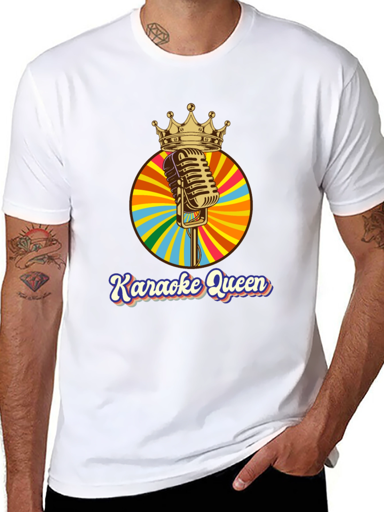 Karaoke Queen Graphic Tee - Retro Mic Design