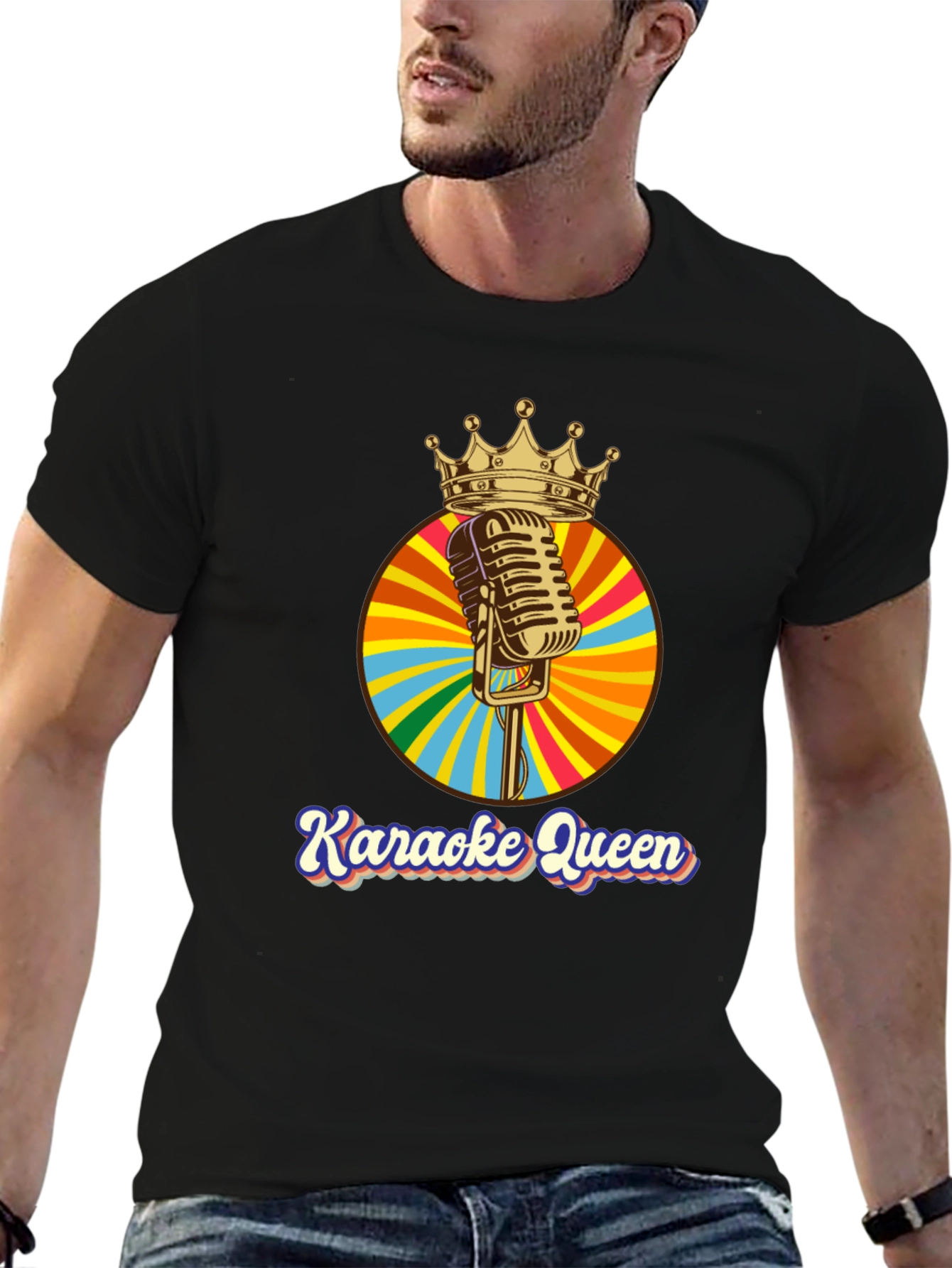 Karaoke Queen Graphic Tee - Retro Mic Design