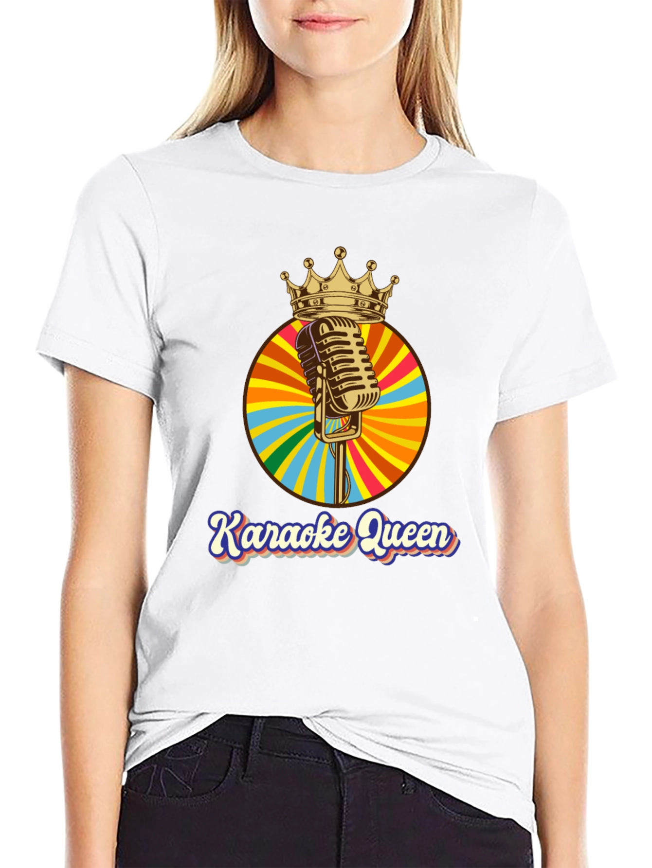 Karaoke Queen Graphic Tee - Retro Mic Design