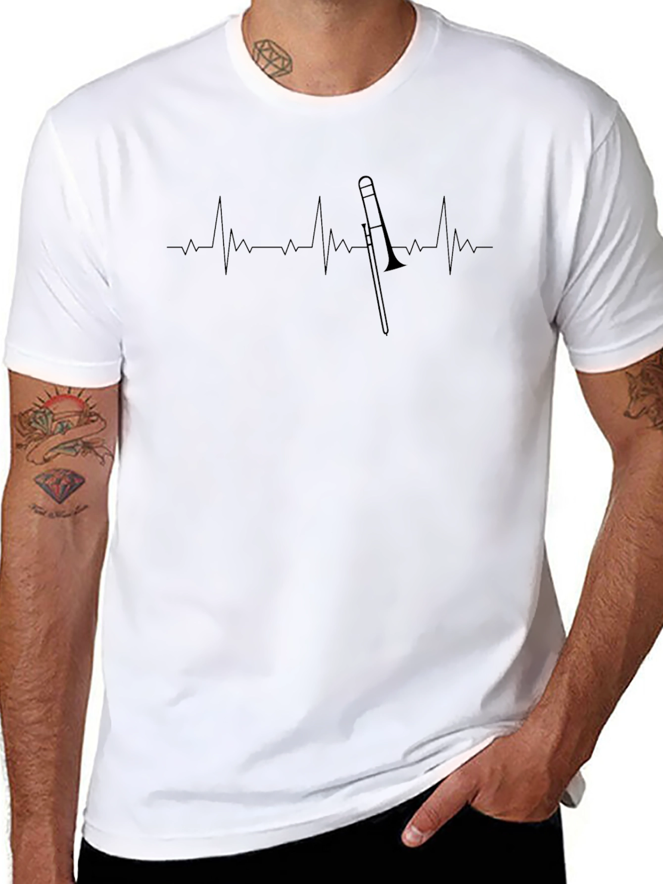 Trombone Heartbeat T-Shirt - Musicians Tee