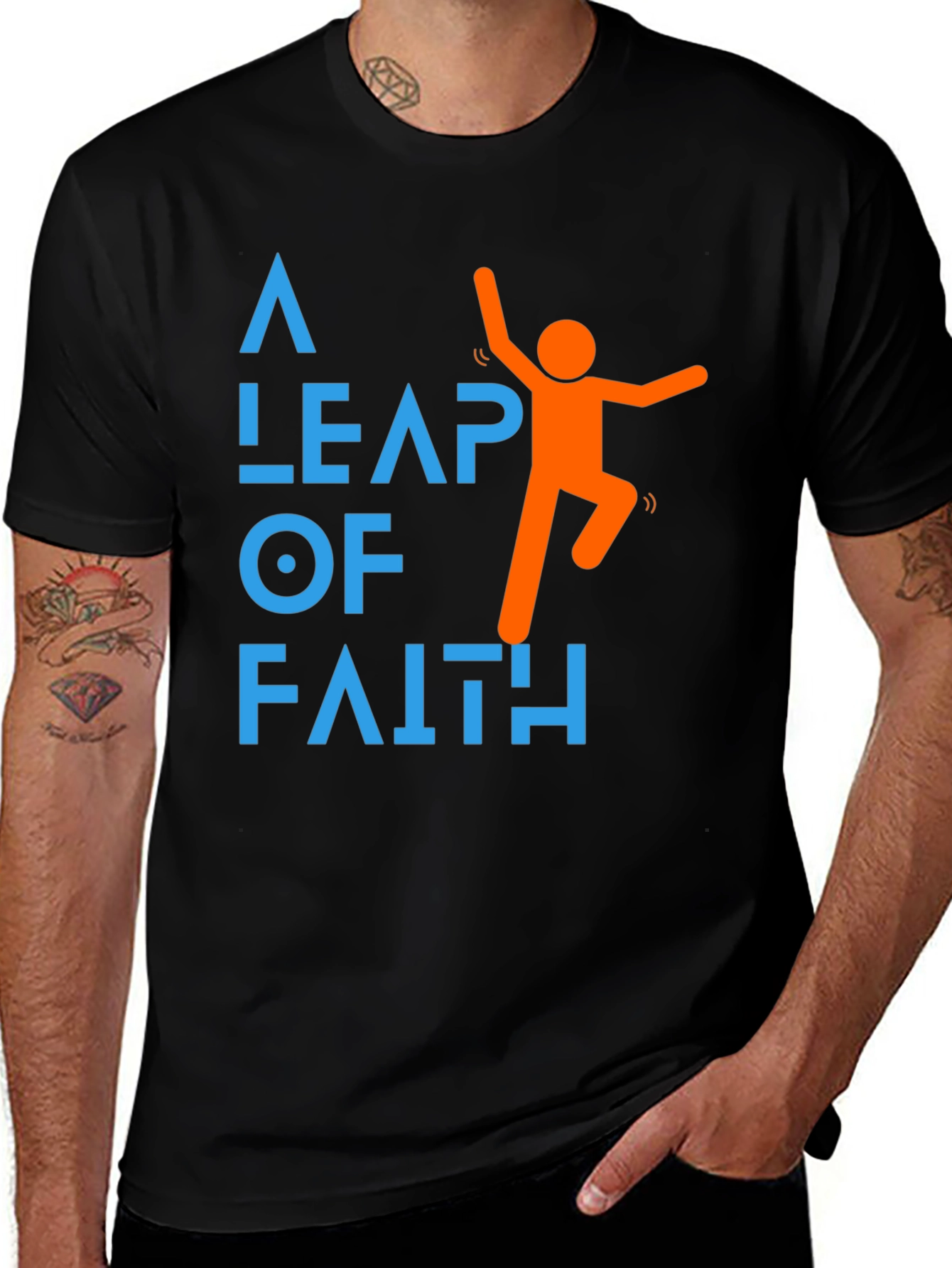 Leap of Faith Graphic Tee - Motivational Black T-Shirt