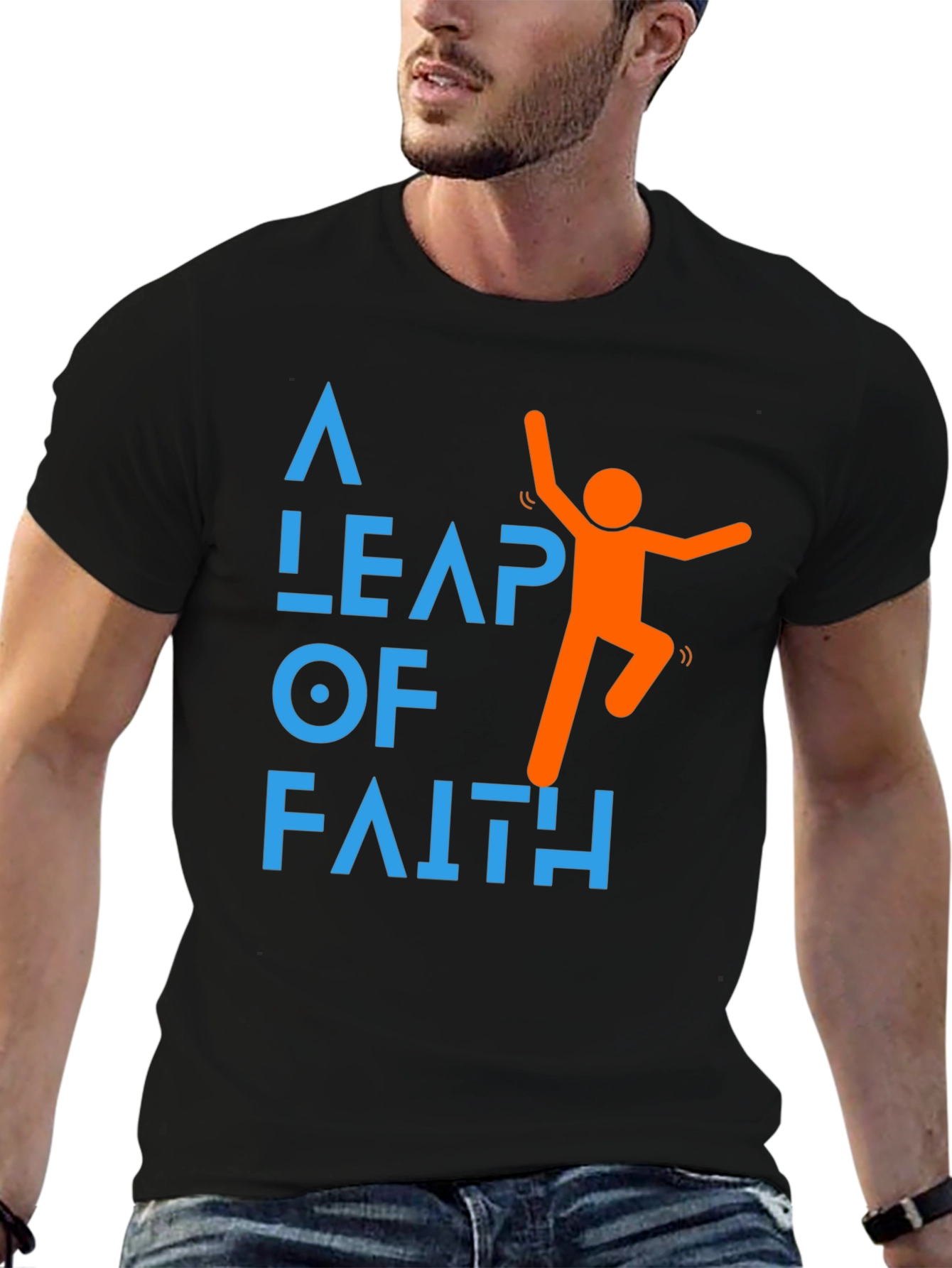 Leap of Faith Graphic Tee - Motivational Black T-Shirt