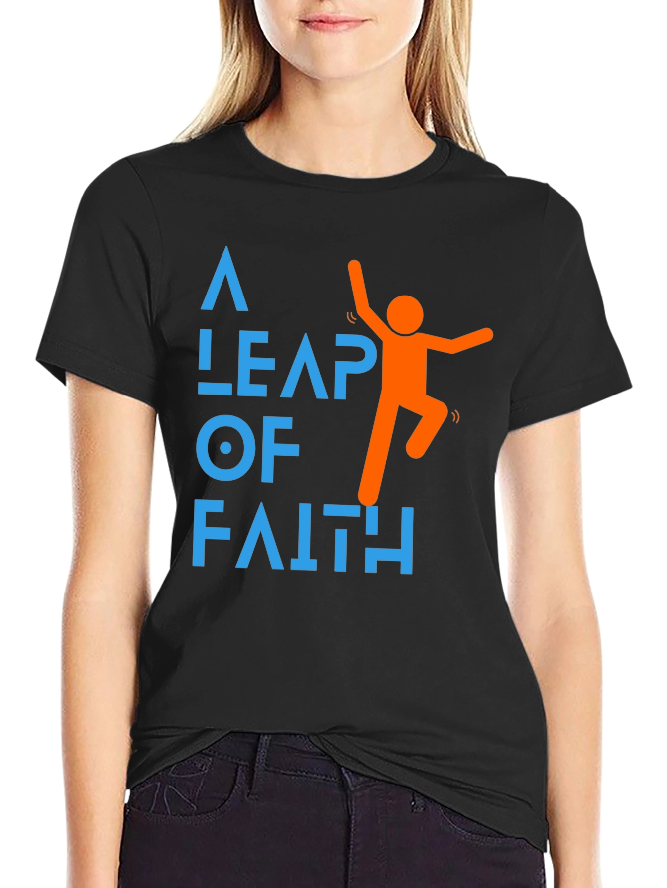 Leap of Faith Graphic Tee - Motivational Black T-Shirt