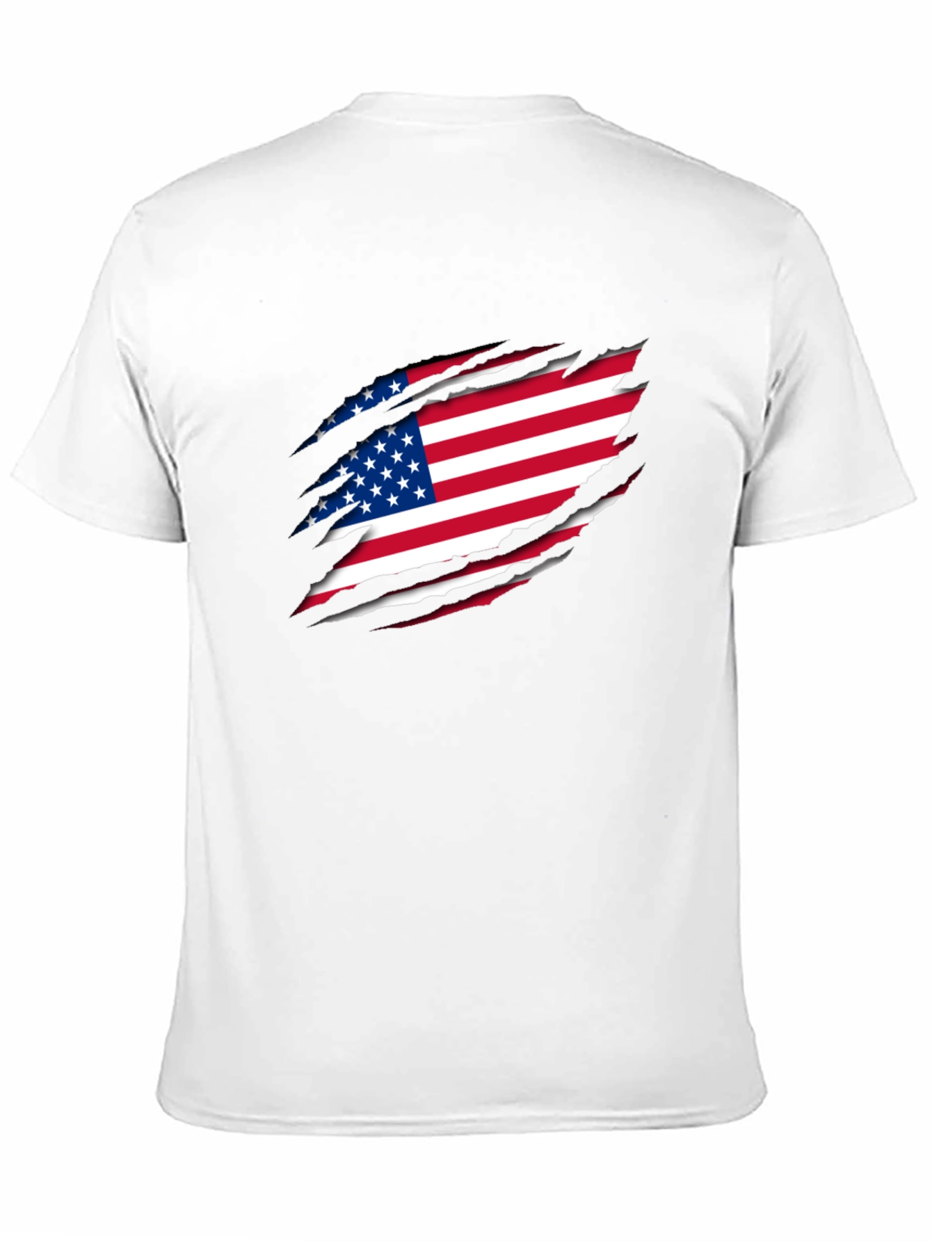 USA Flag Ripped Black T-Shirt Patriotic Design
