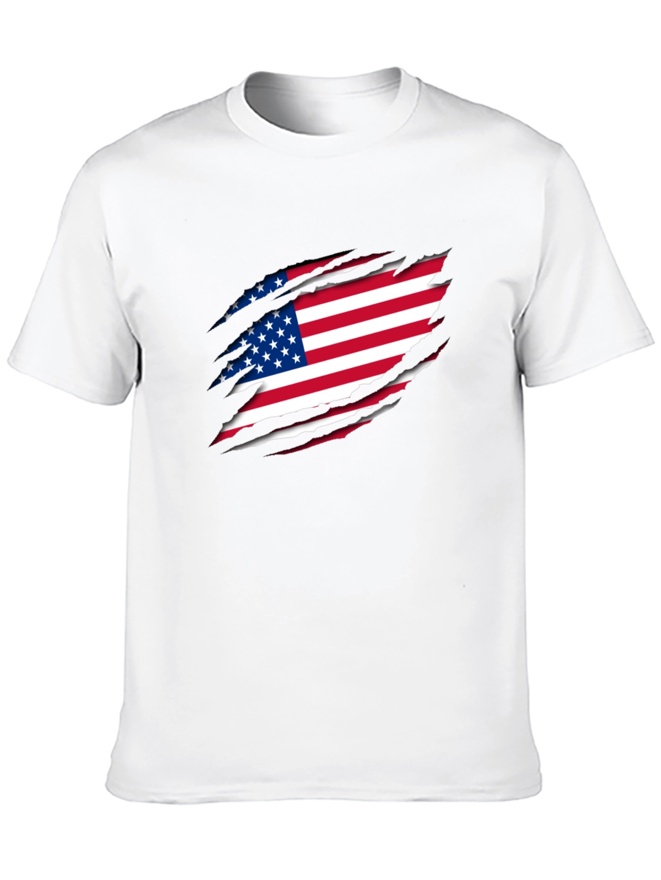 USA Flag Ripped Black T-Shirt Patriotic Design