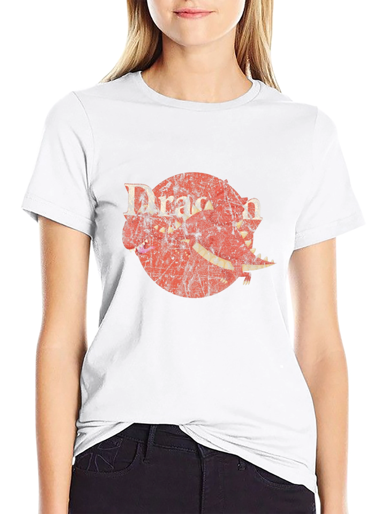 Dragon Graphic T-Shirt - Distressed Retro Design