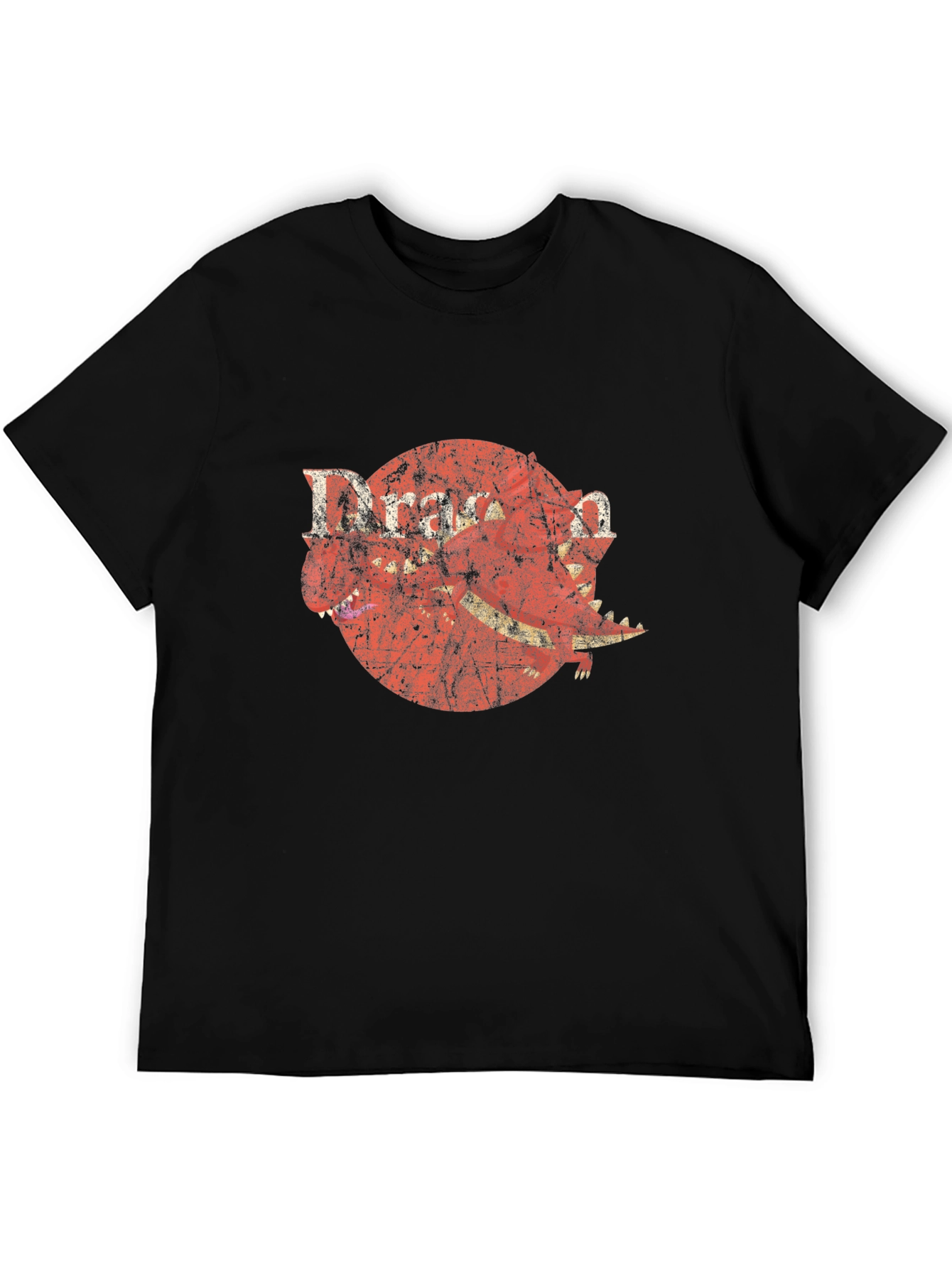 Dragon Graphic T-Shirt - Distressed Retro Design
