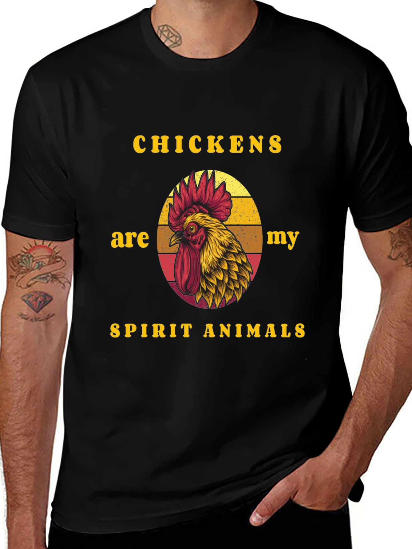 Chicken Spirit Animal Graphic Tee - Black