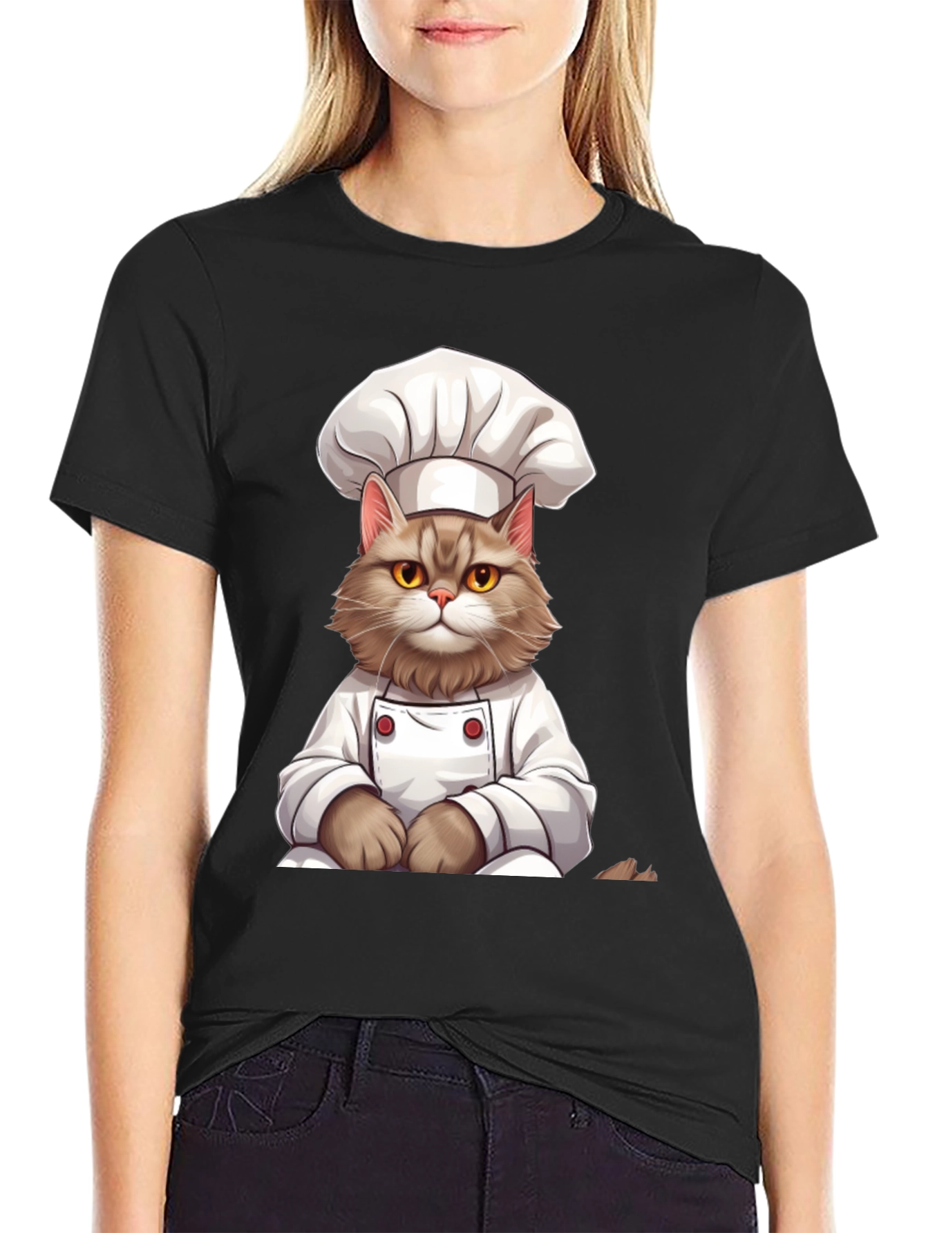 Chef Cat Graphic T-Shirt - Funny Feline Cook Tee