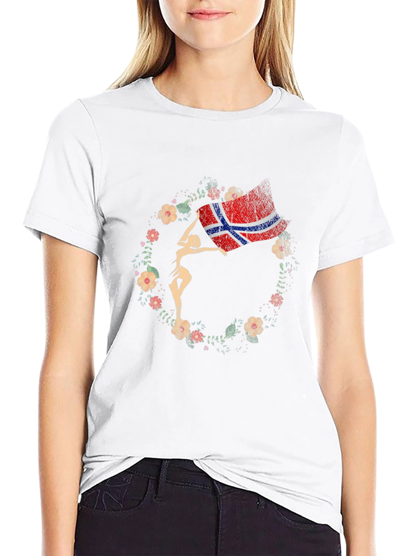 Norway Flag Floral Graphic Tee