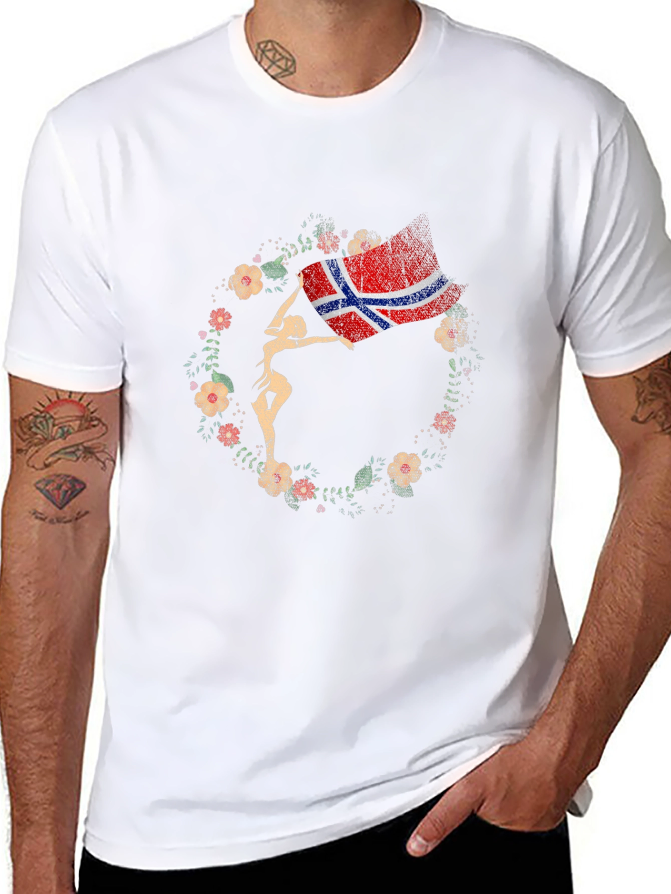 Norway Flag Floral Graphic Tee