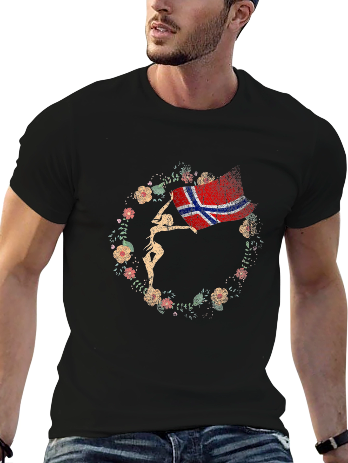 Norway Flag Floral Graphic Tee