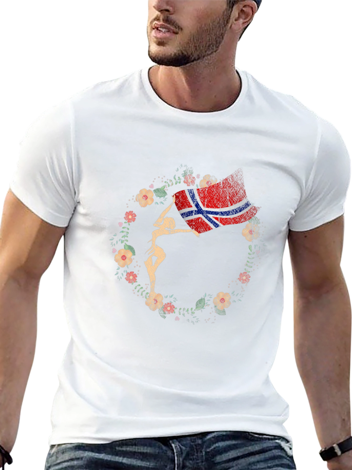 Norway Flag Floral Graphic Tee