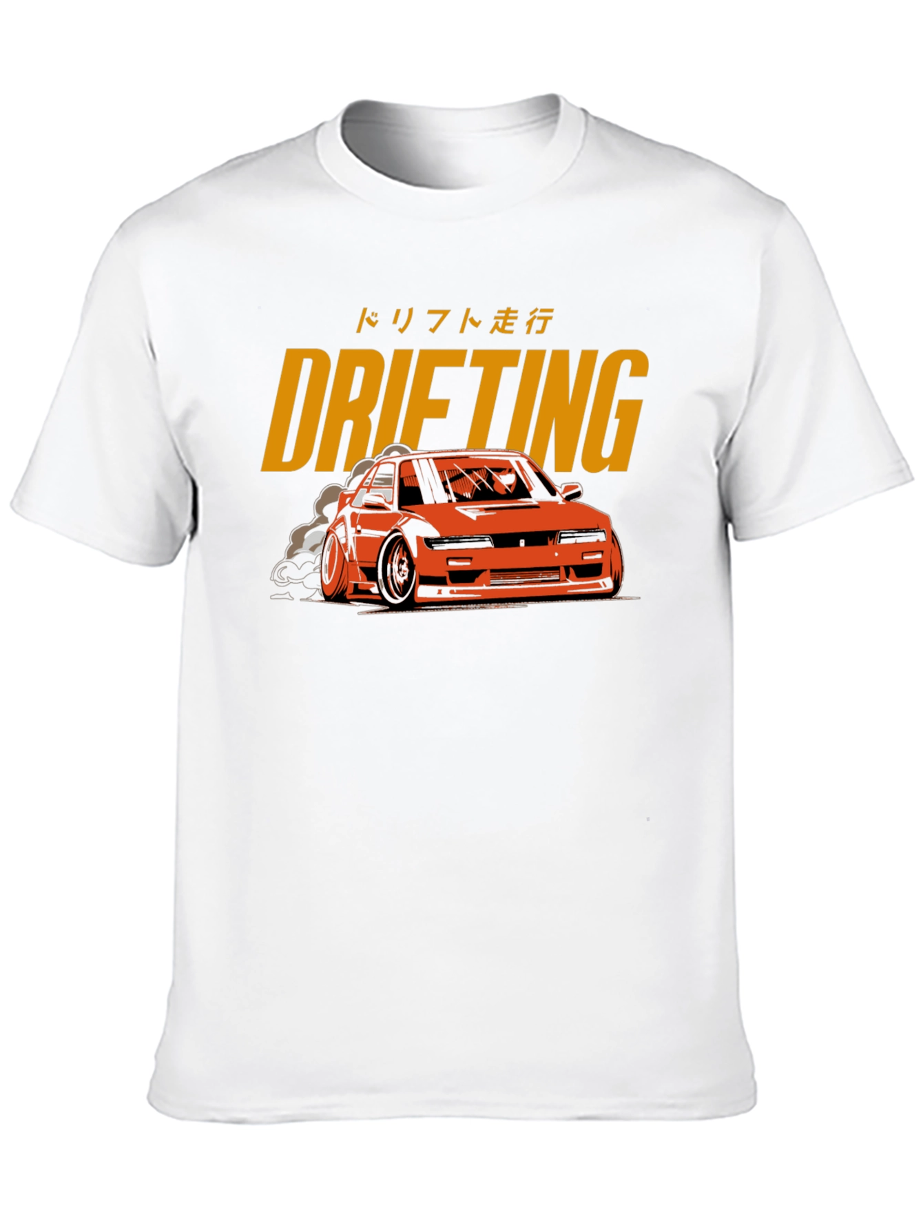 Drifting Car Graphic Tee - Black Cotton T-Shirt