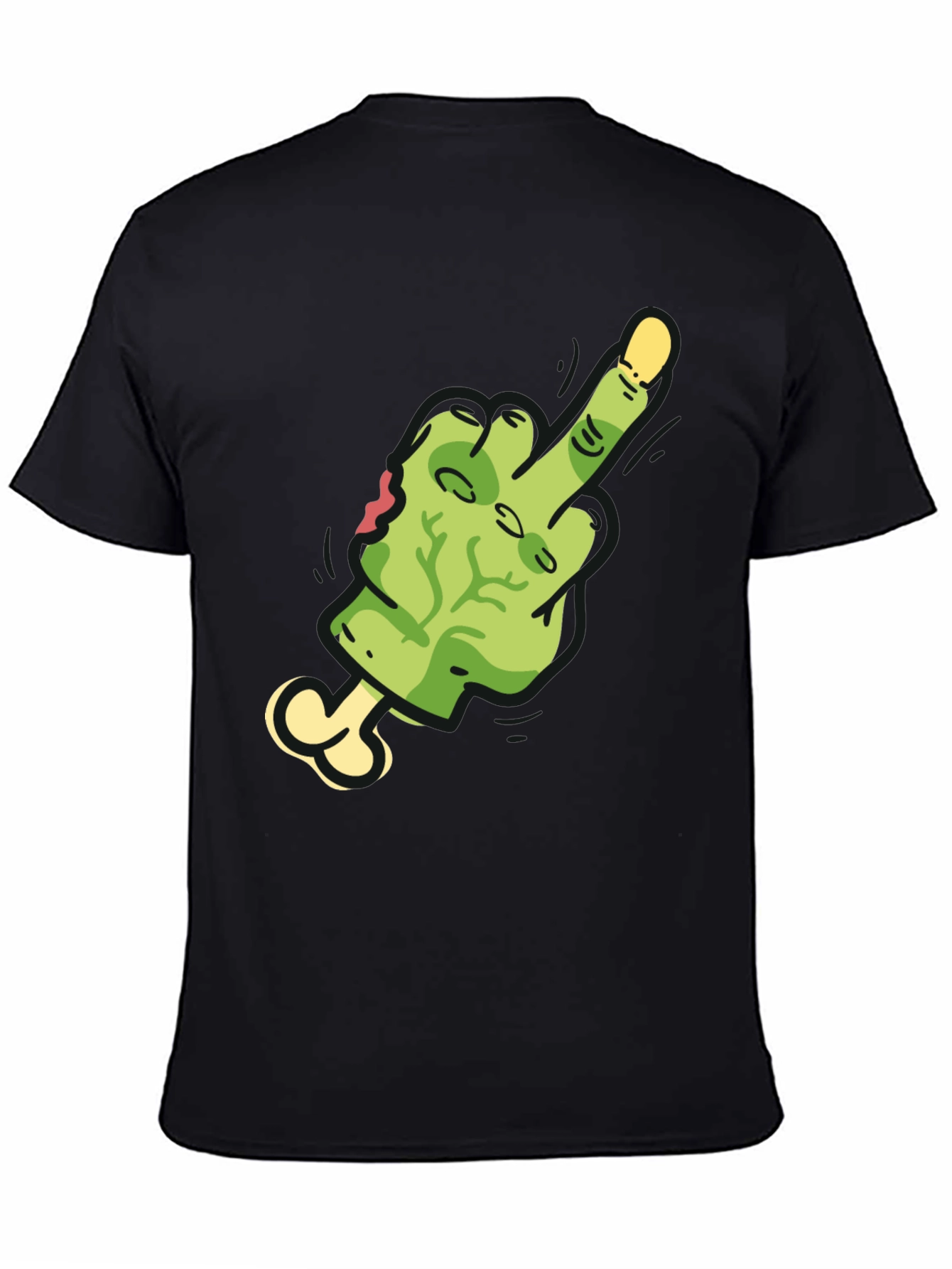 Zombie Middle Finger Graphic Tee - Black Cotton