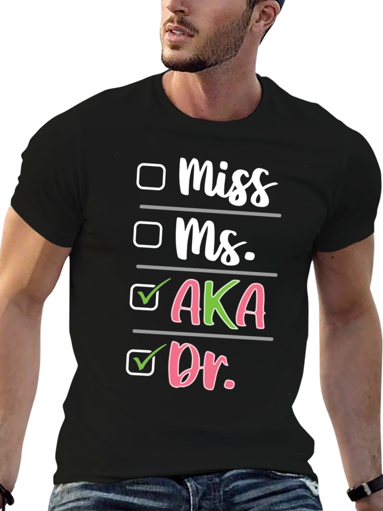 AKA Dr. T-Shirt Black Cotton Blend Novelty