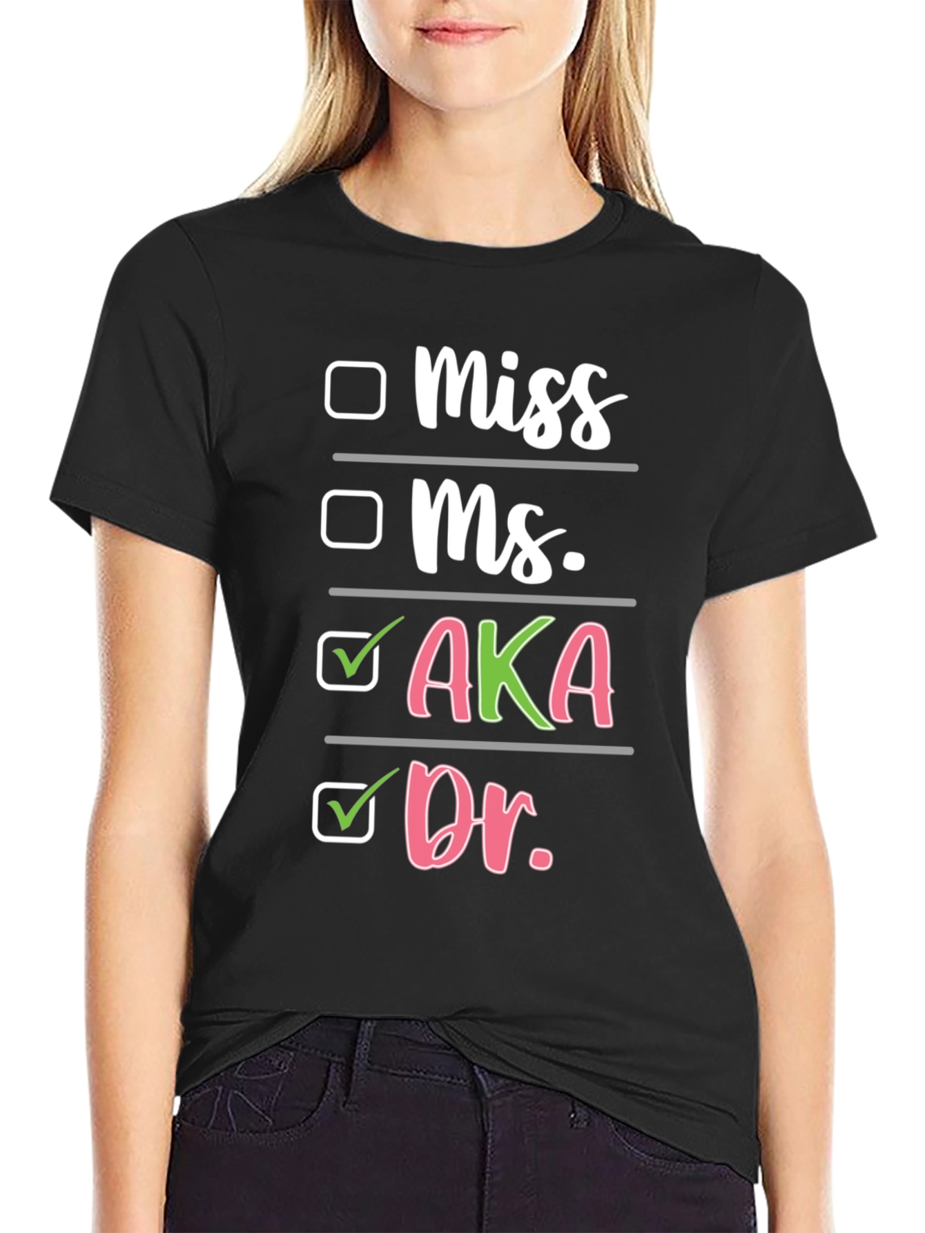 AKA Dr. T-Shirt Black Cotton Blend Novelty