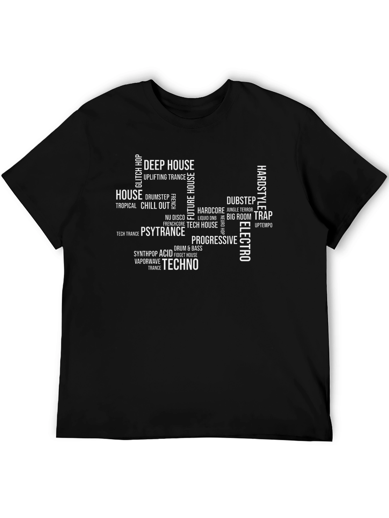 Music Genre Word Cloud Graphic Tee